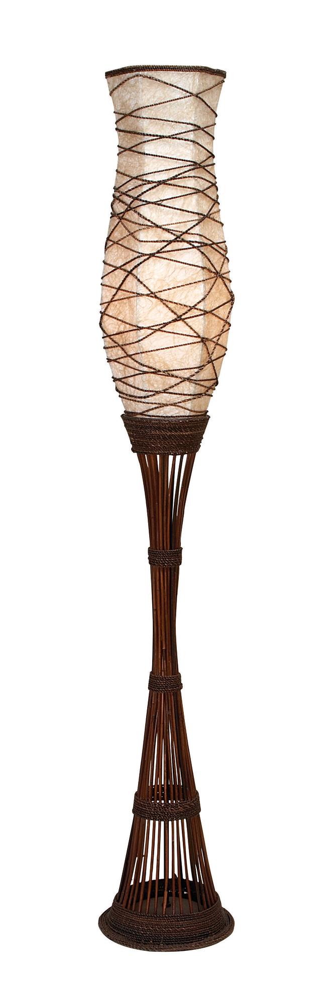 Brown Bamboo Wood Room Floor Lamp