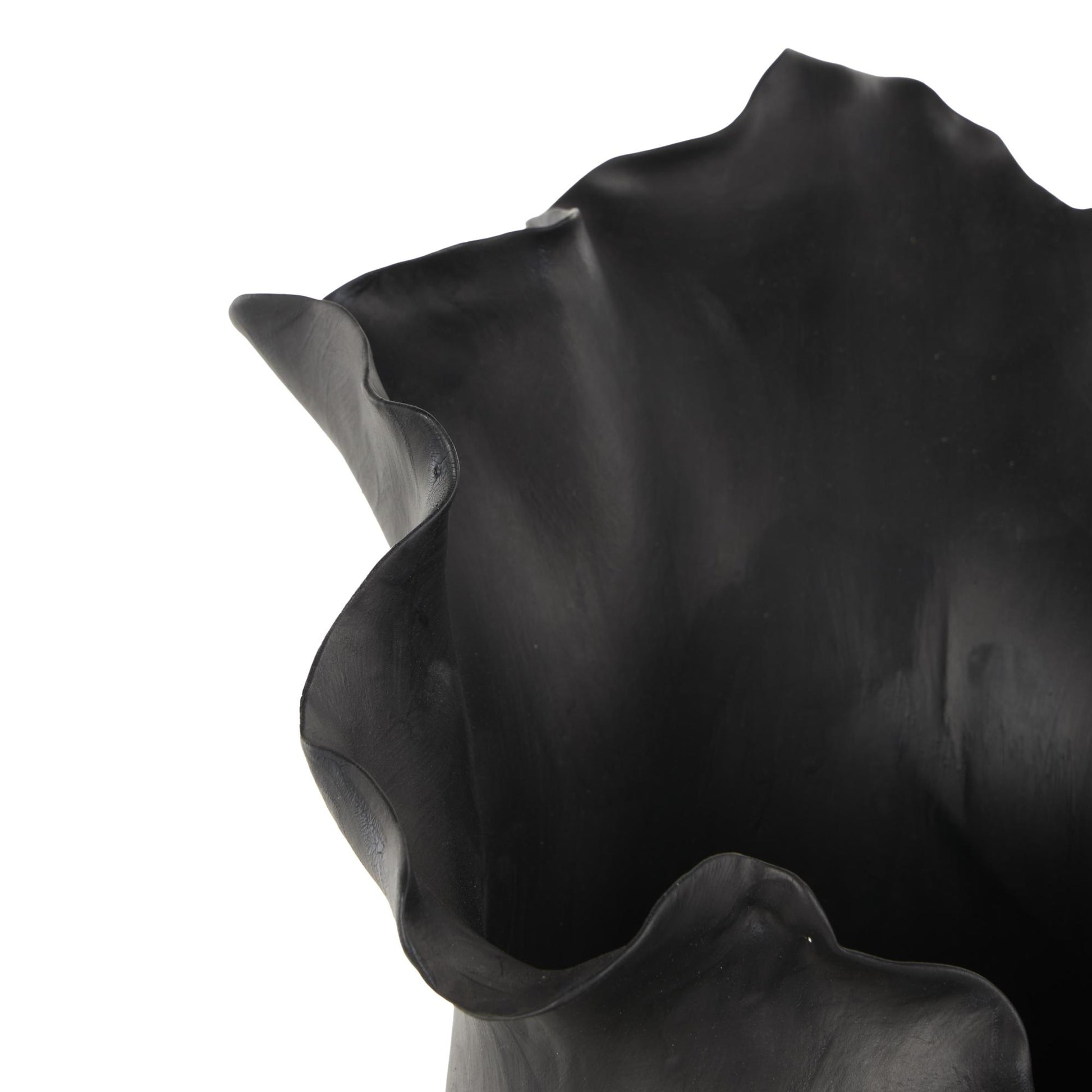 Abstract Ceramic Floral Inspired Decorative Vase with Wavy Folded Rim