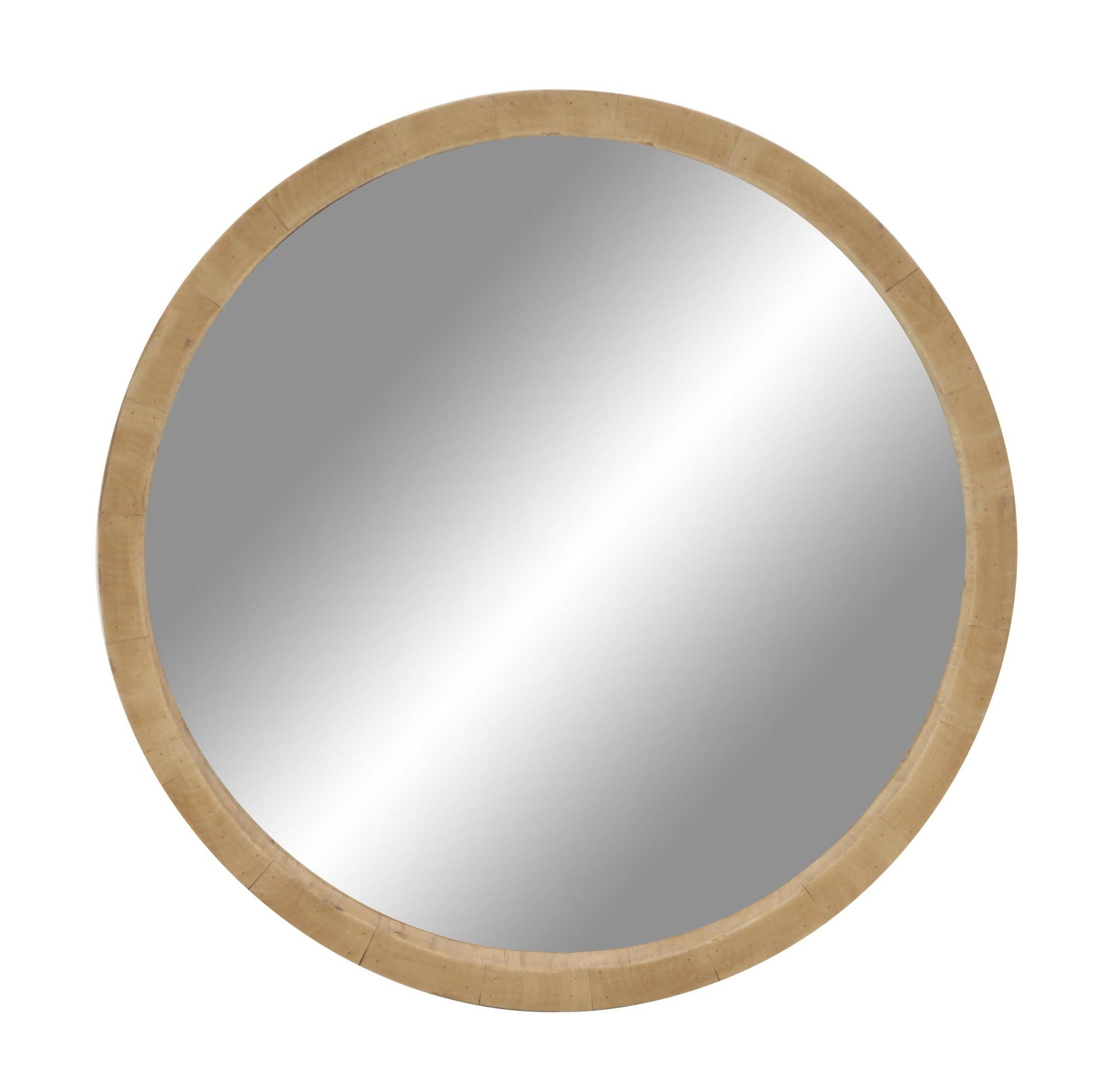 Brown Wood Room Wall Mirror with Natural Wood Grains