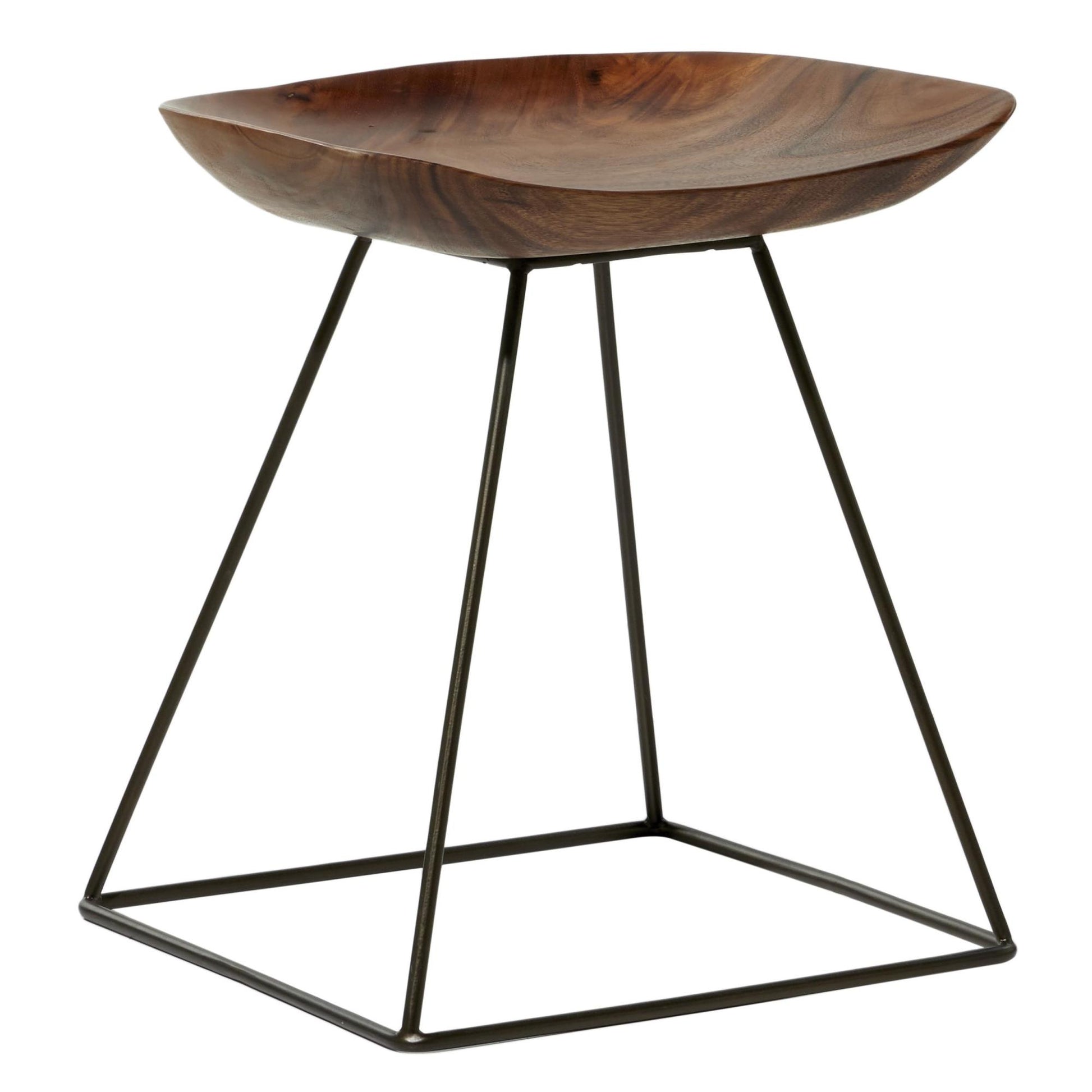 Brown Metal Living Room Stool with Black Metal Base