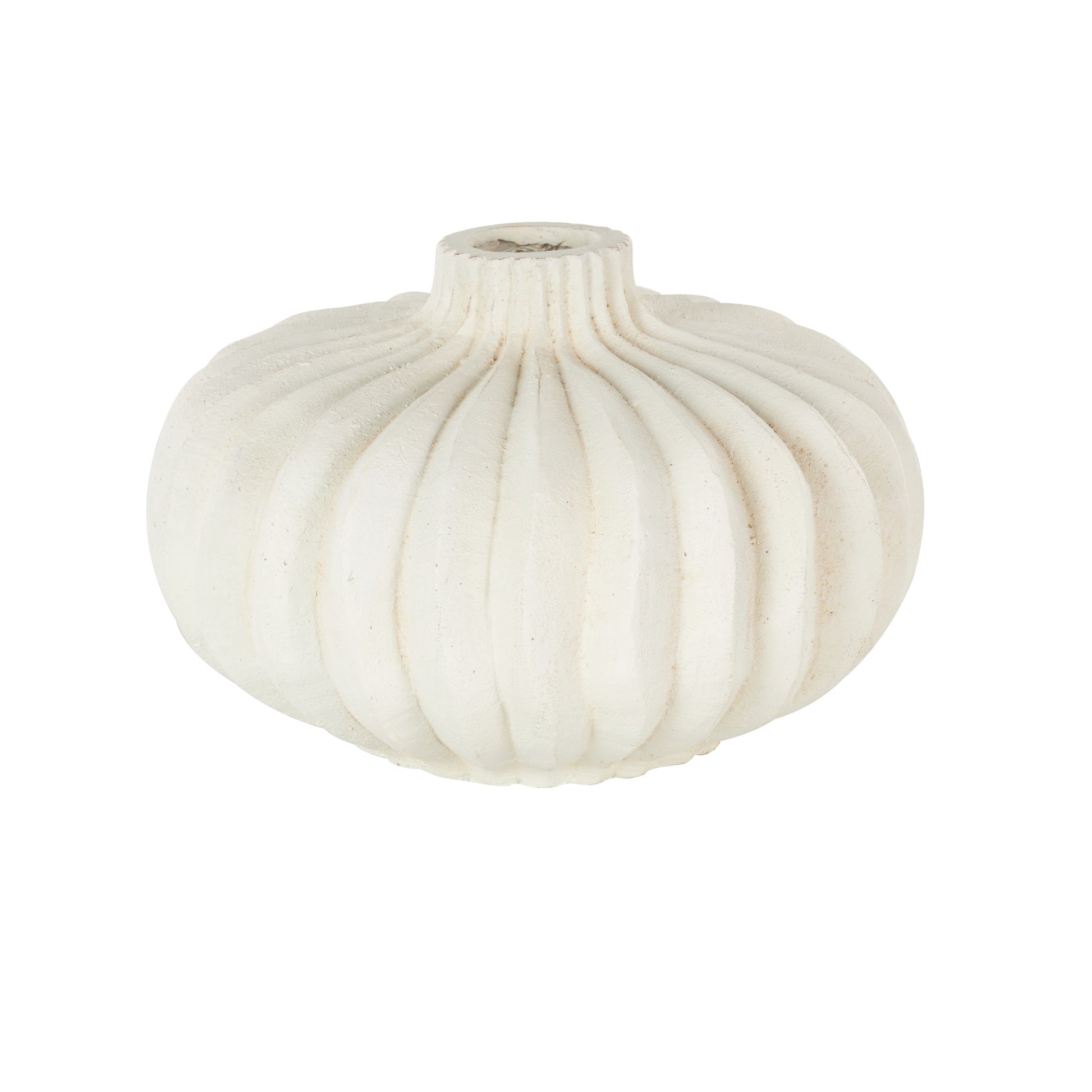 Abstract White Magnesium Oxide Short Wide Decorative Vase