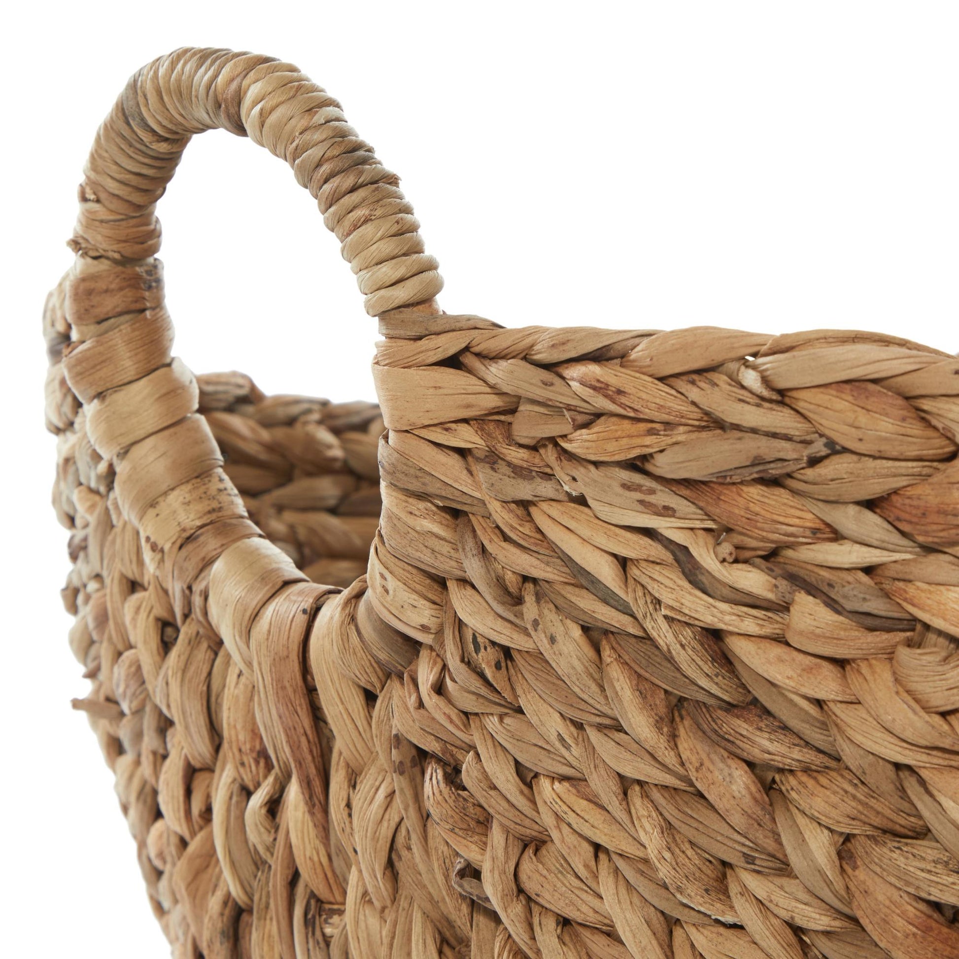 Seagrass Handmade Large Woven Decorative and Functional Storage Basket with Ring Handles