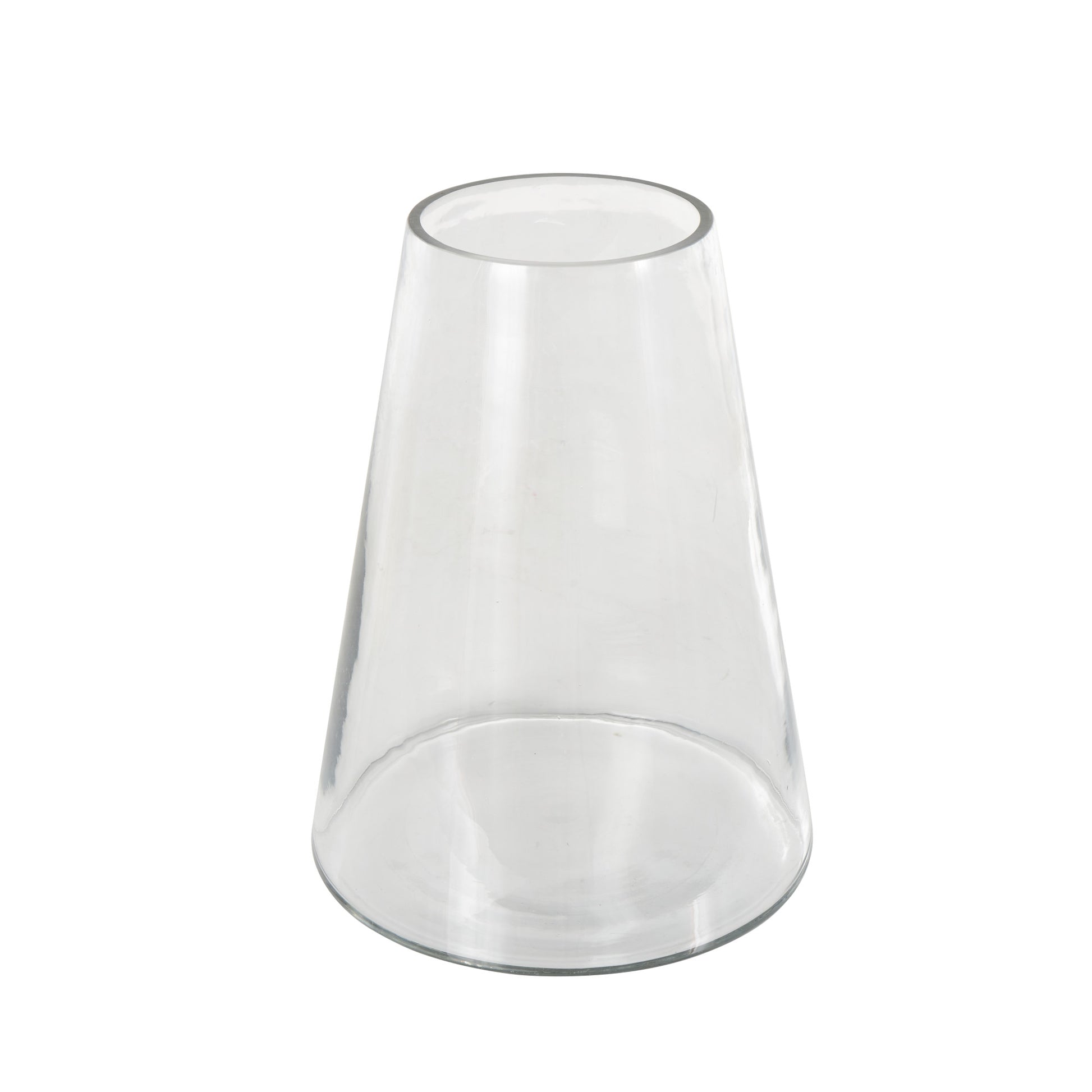 Clear Glass Cone Shaped Decorative Vase