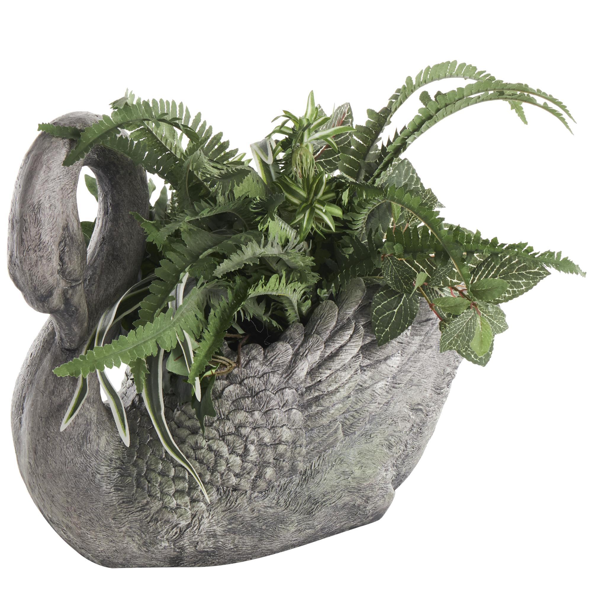 Swan Gray Magnesium Oxide Textured Indoor Outdoor Planter with Patina Accents