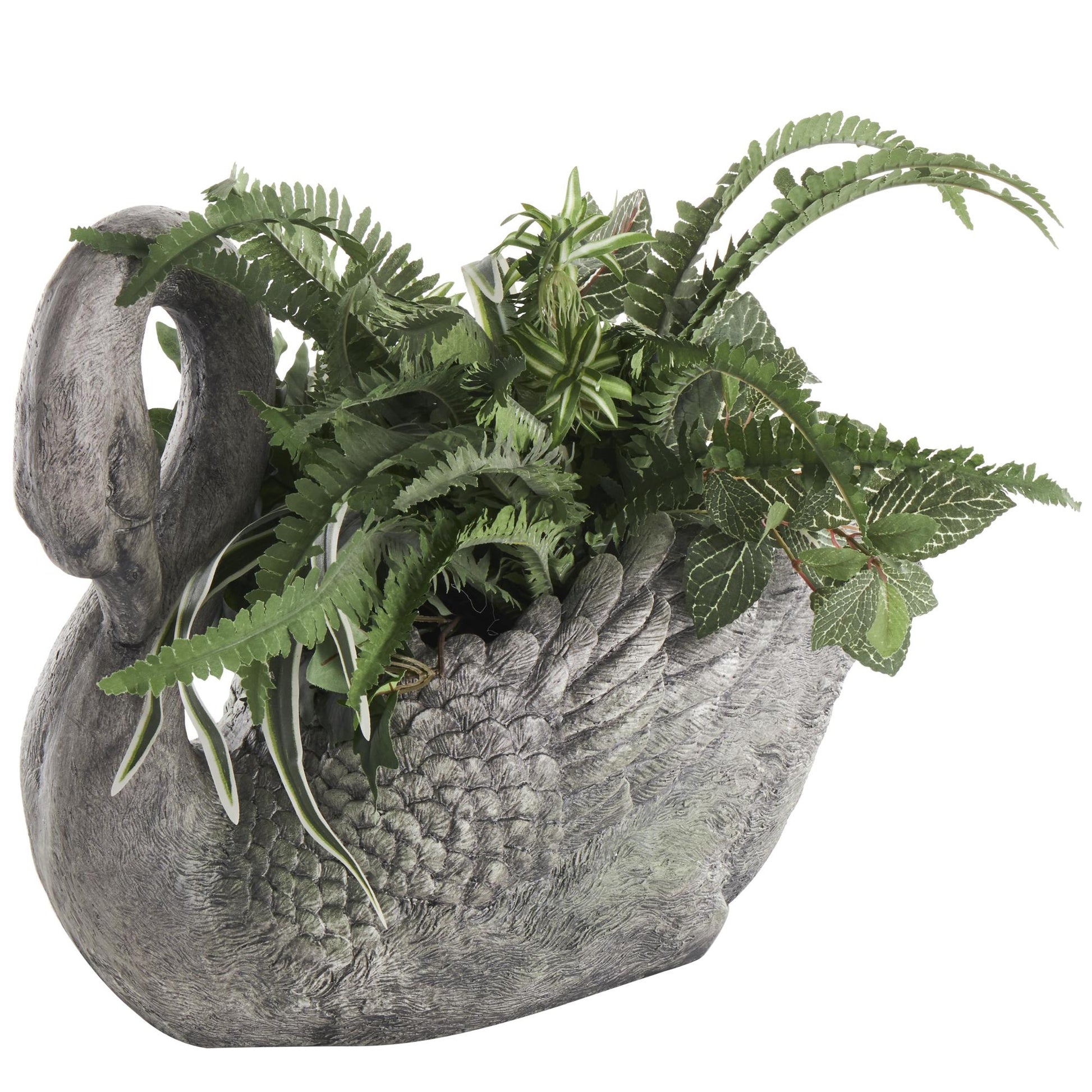 Swan Gray Magnesium Oxide Textured Indoor Outdoor Planter with Patina Accents