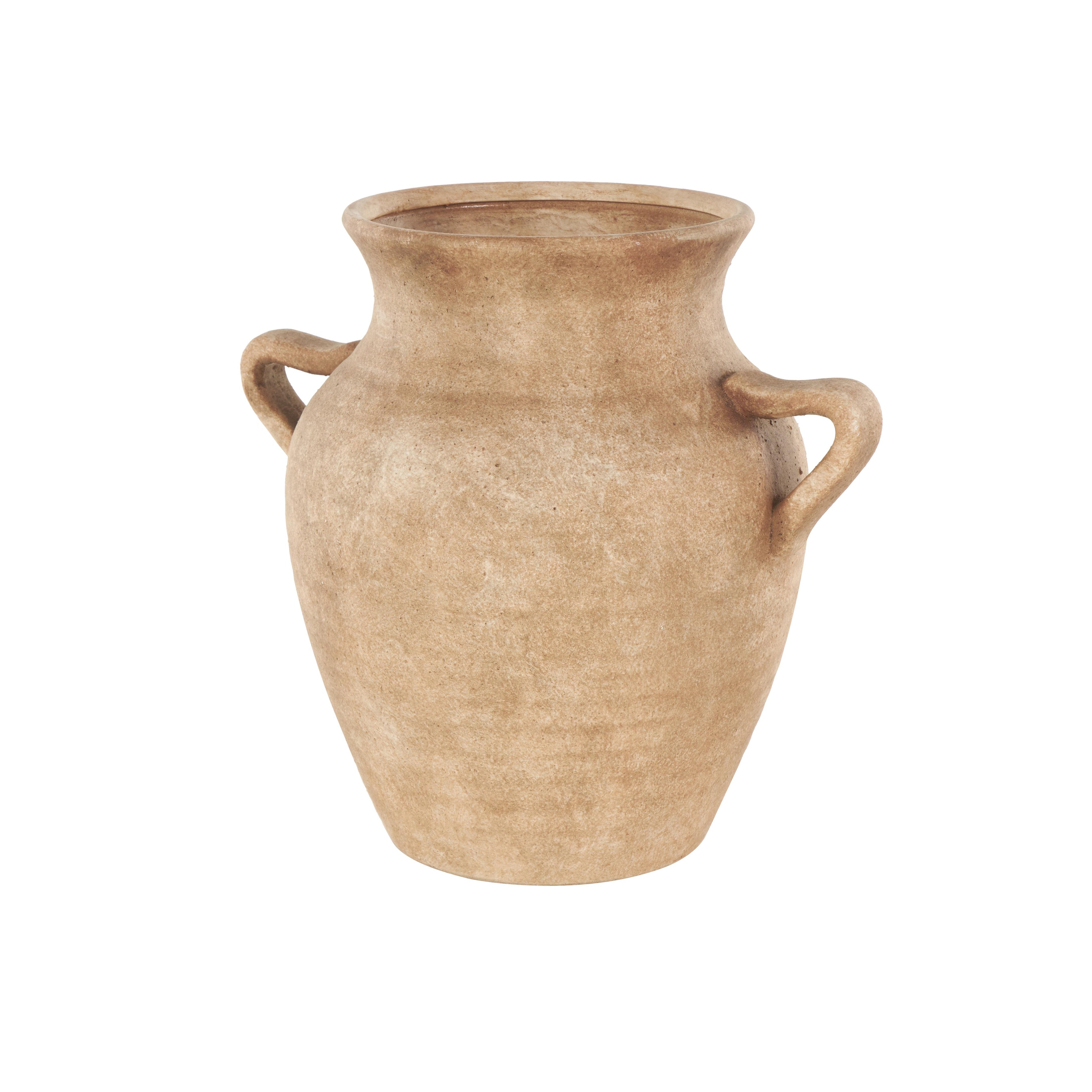 Ceramic Antique Style Textured Decorative Vase with Handles