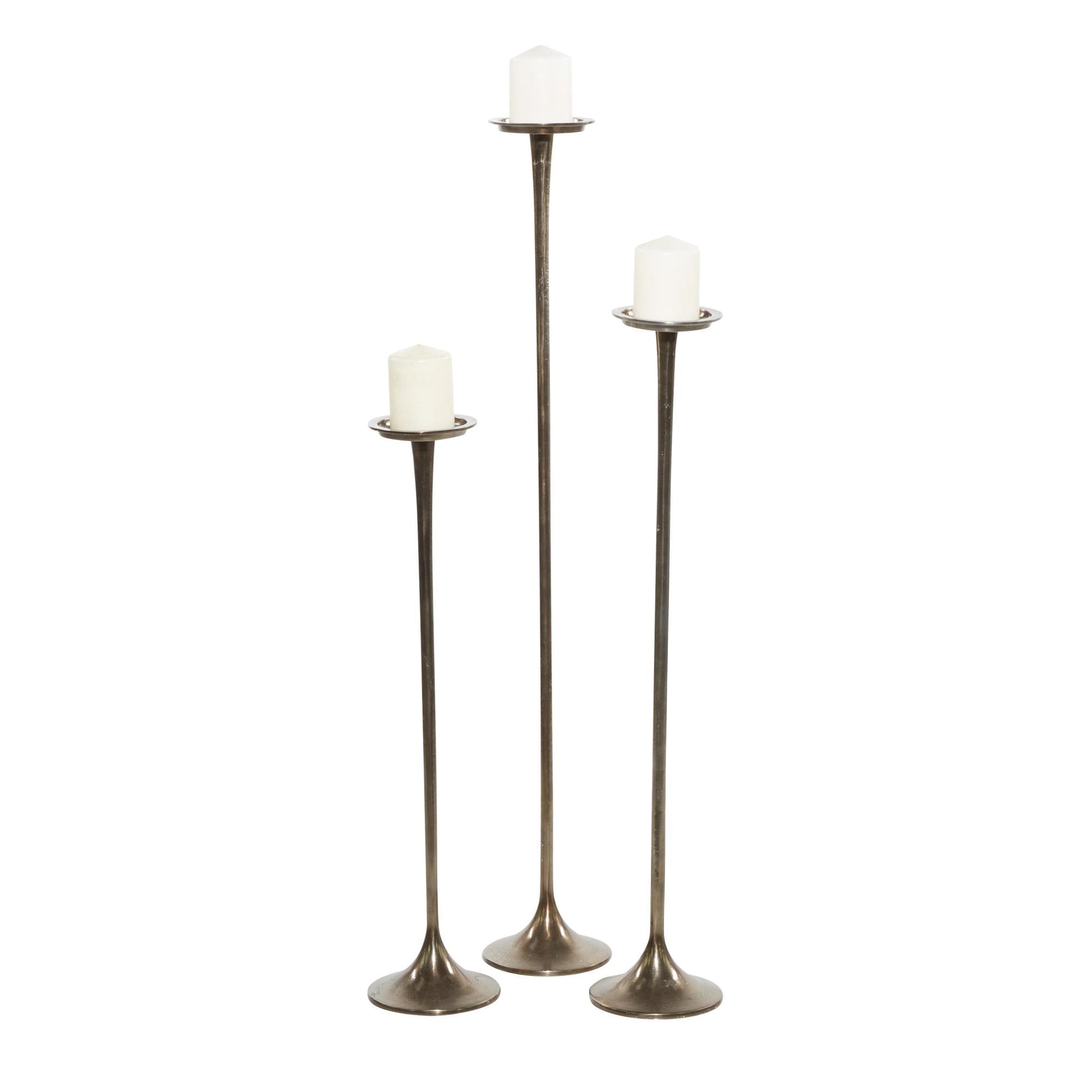 Set of 3 Aluminum Metal Tall Decorative Candle Holder