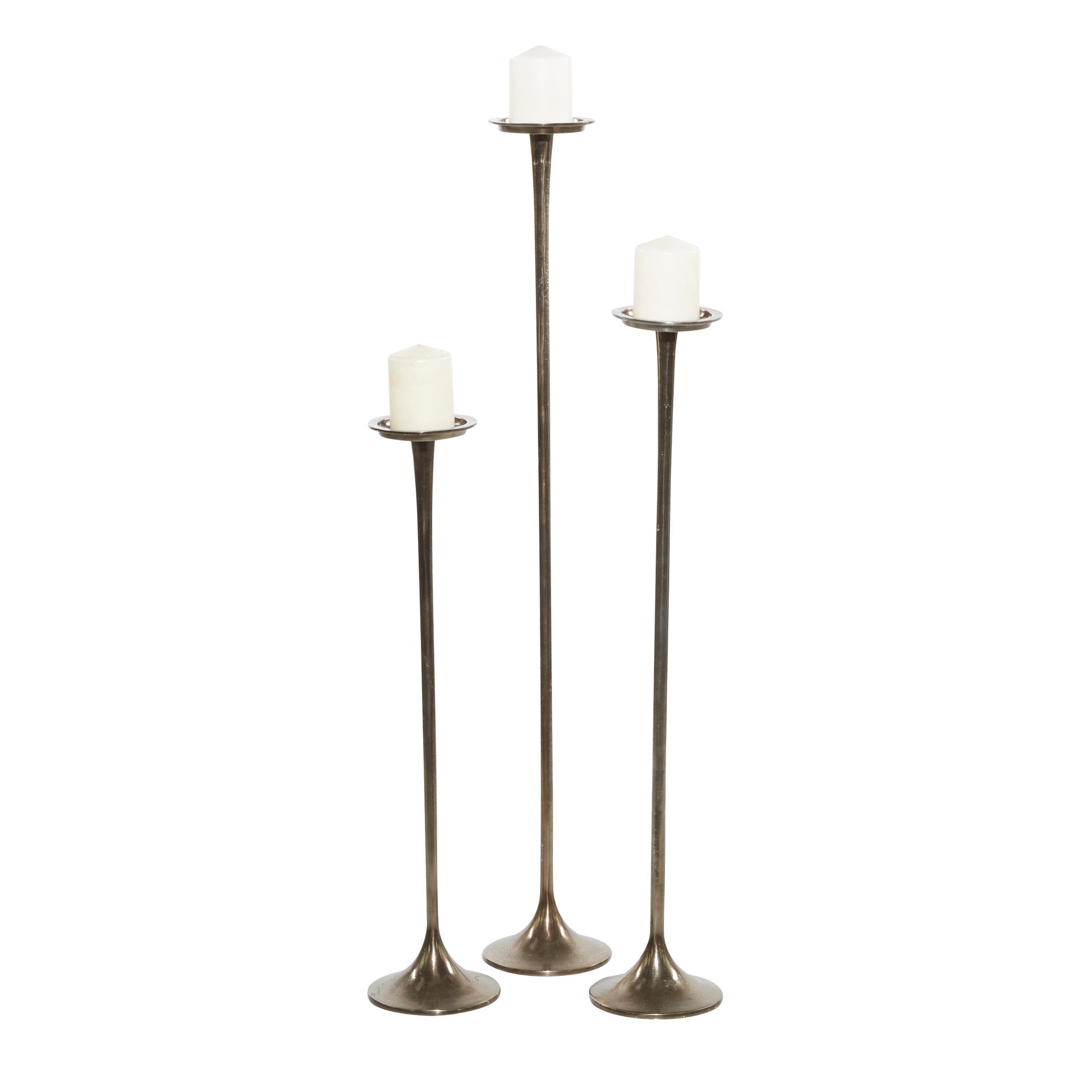 Set of 3 Aluminum Metal Tall Decorative Candle Holder