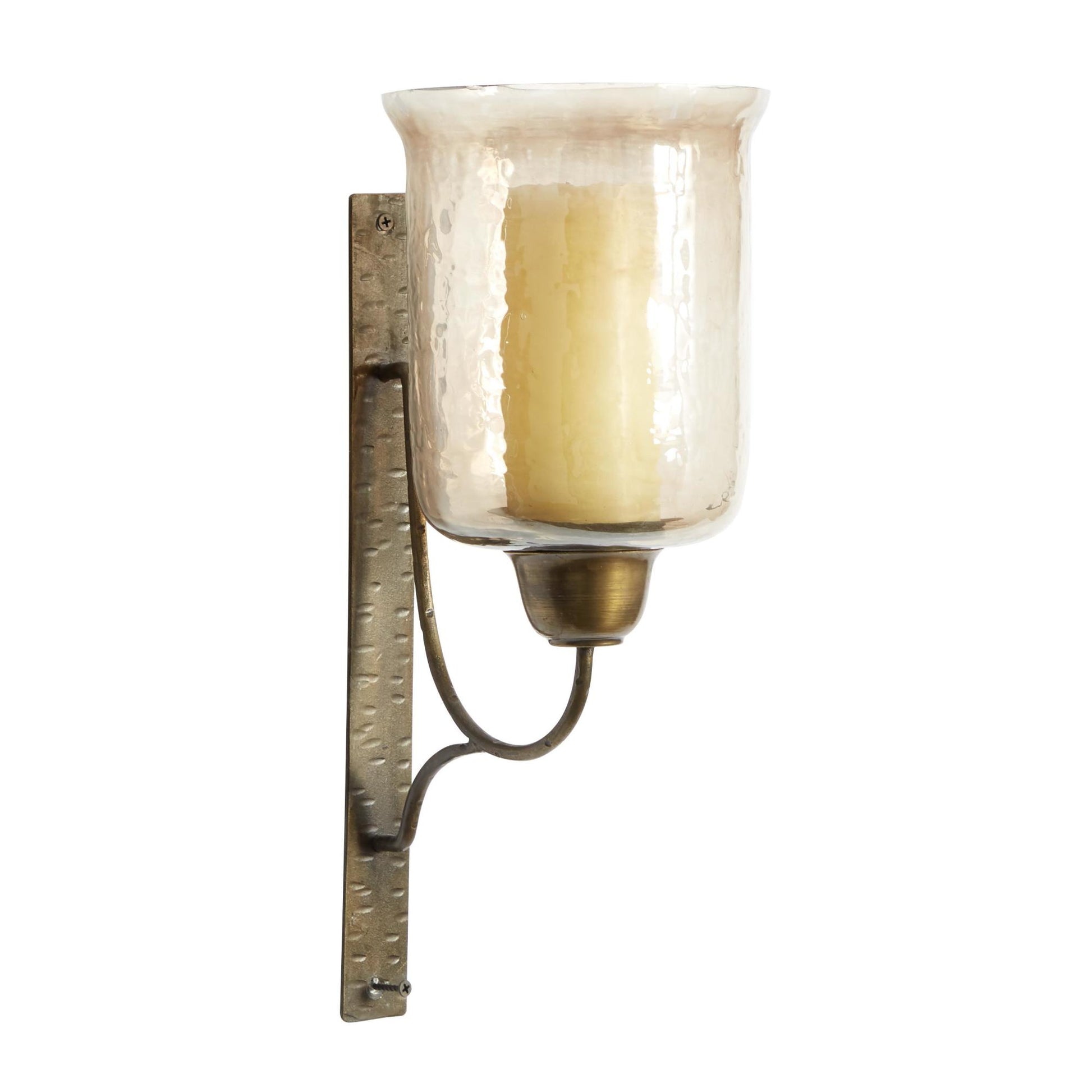 Geometric Bronze Metal Handmade Pillar Indoor Outdoor Wall Sconce with Smoked Glass