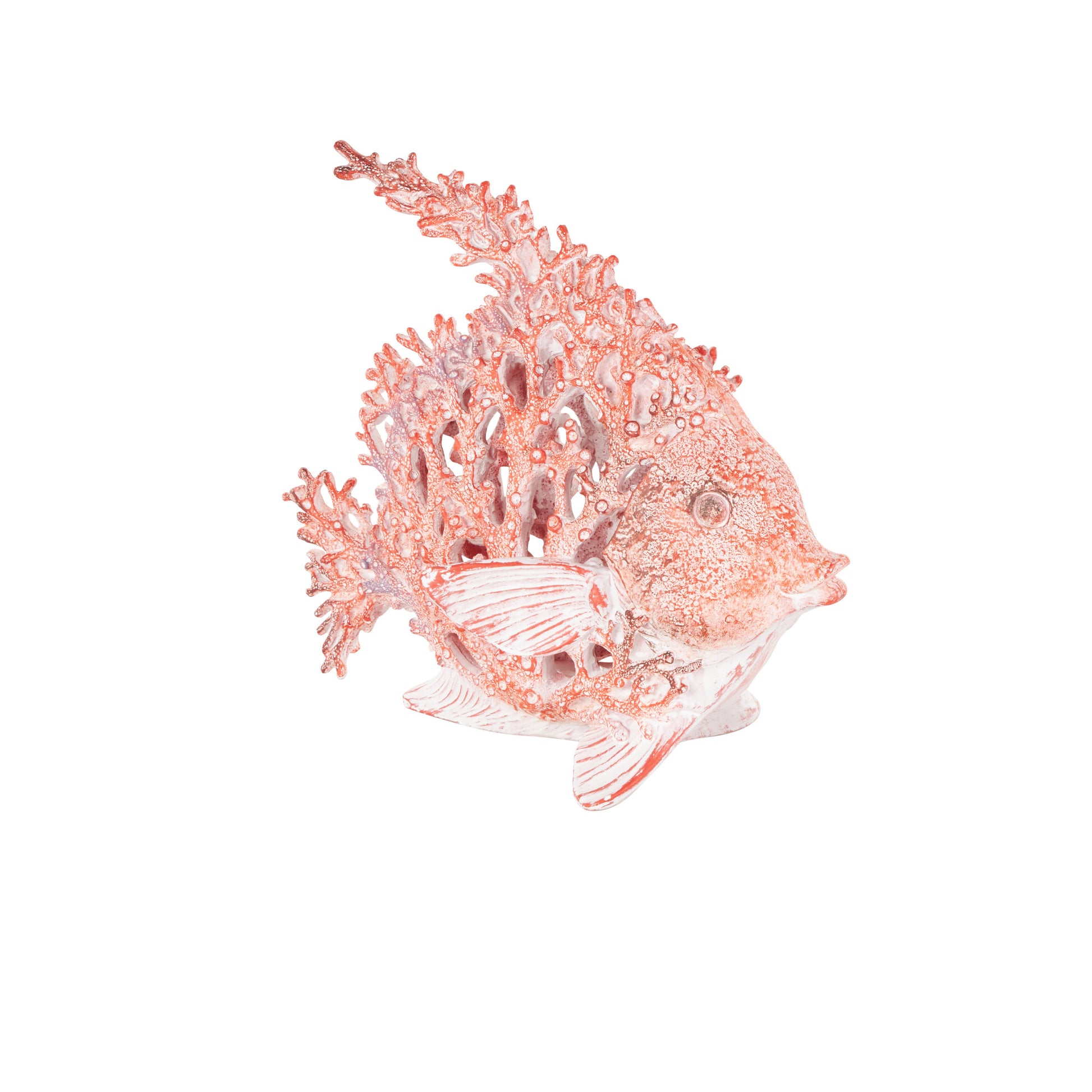 Fish Polystone Textured Decorative Sculpture with White Fins