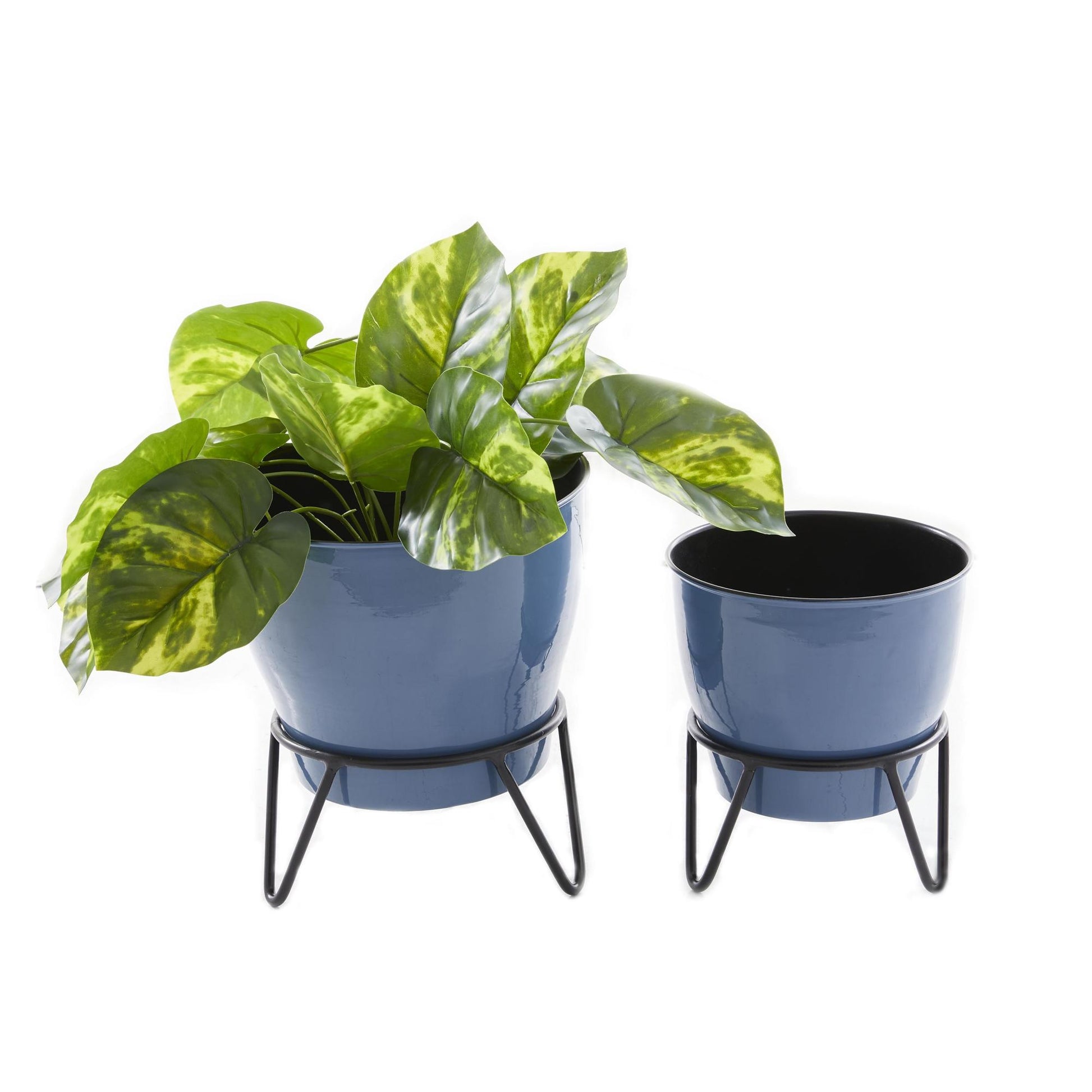 Set of 2 Metal Indoor Outdoor Planter with Removable Stand