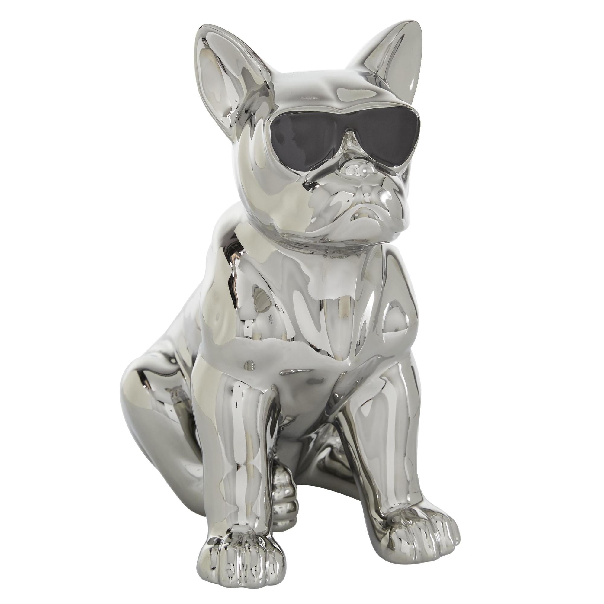 CosmoLiving by Cosmopolitan Bulldog Ceramic Decorative Sculpture with Sunglasses