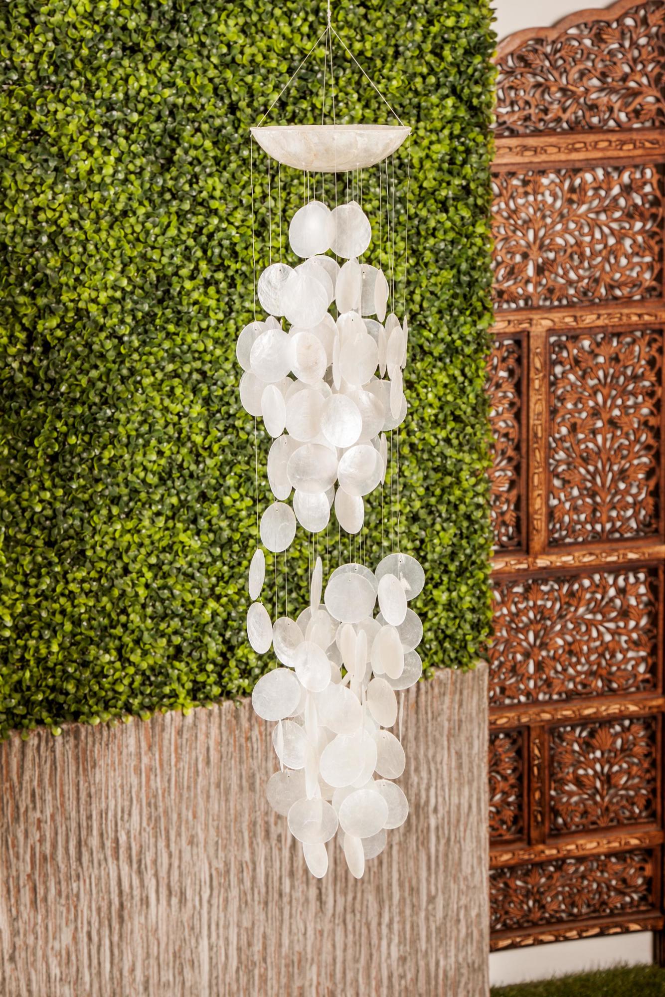 Geometric Capiz Shell Waterfall Indoor Outdoor Windchime