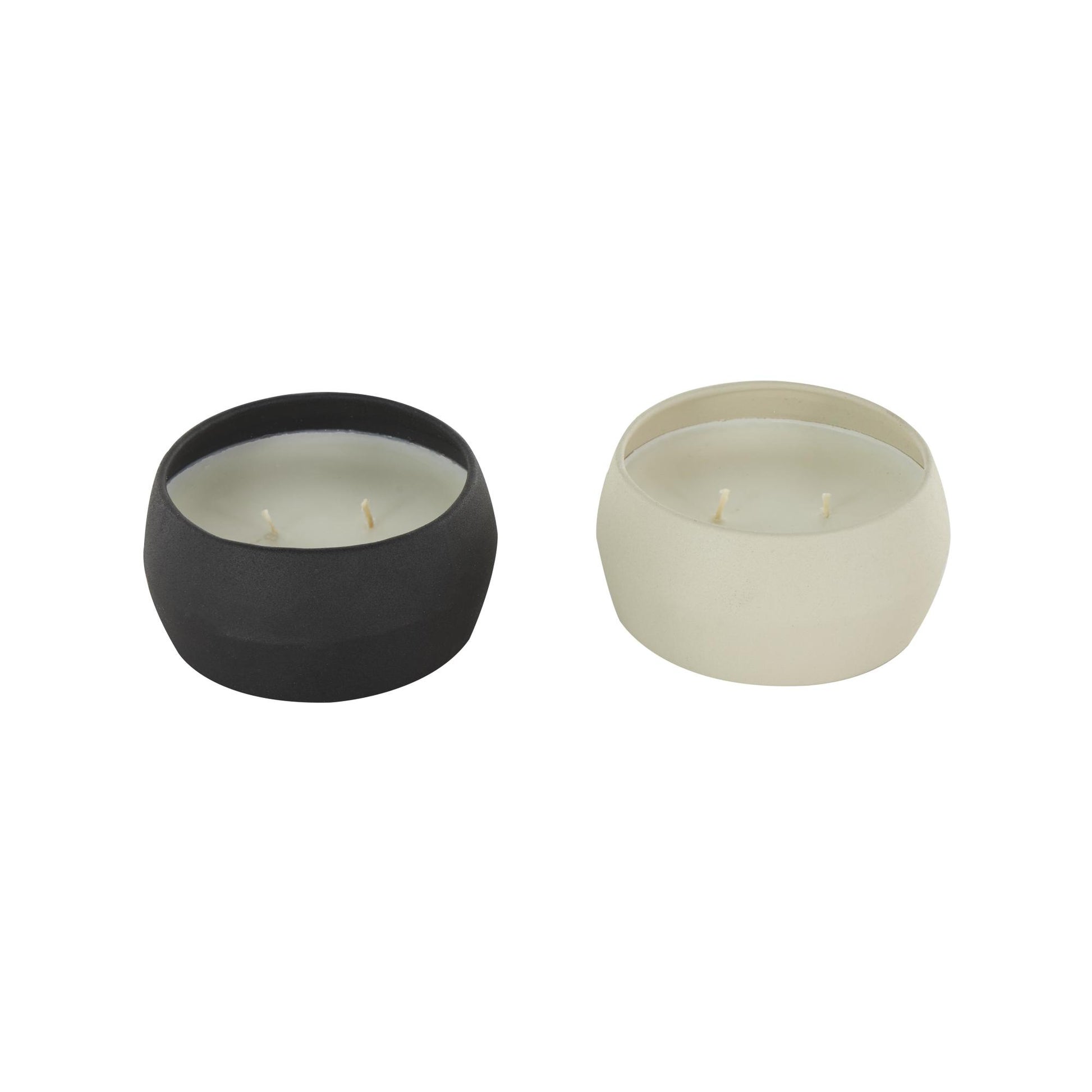 Set of 2 Metal Apple Cinnamon / Creamy Vanilla Swirl Scented Textured 9oz 2 Wick Decorative Candle with White Wax