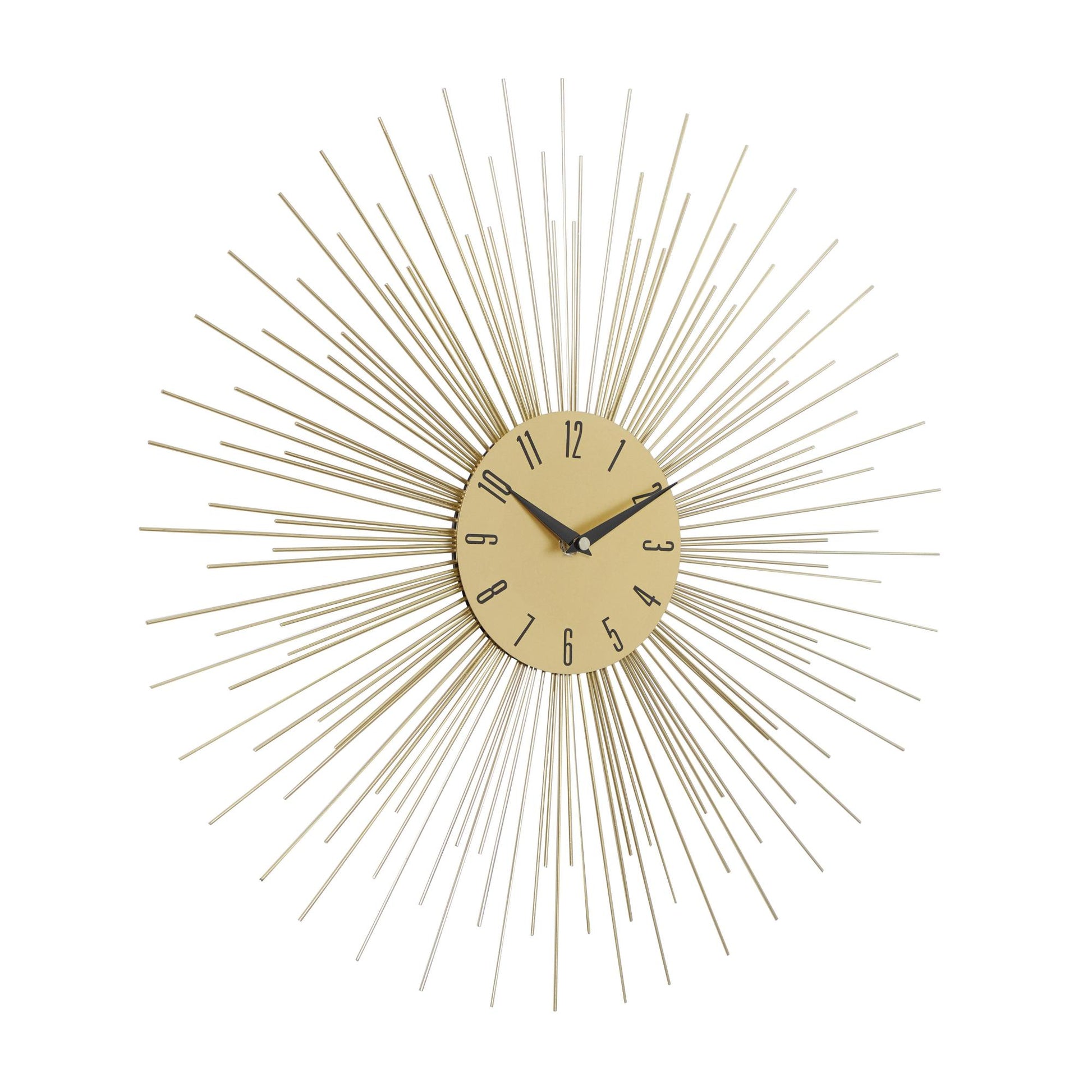 Starburst Gold Metal Decorative Wall Clock with Black Accents