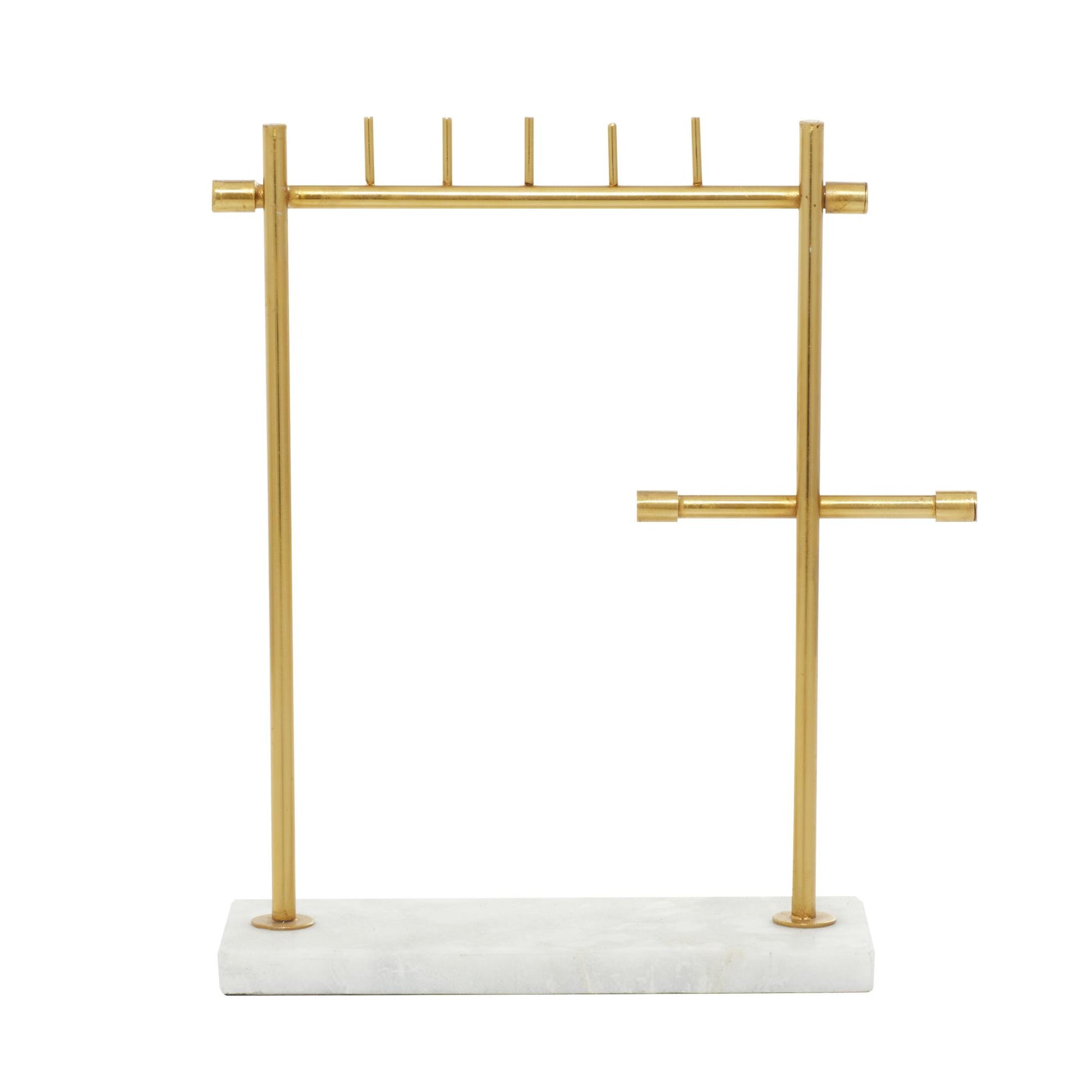 Gold Marble Display Jewelry Stand with Rectangular Base