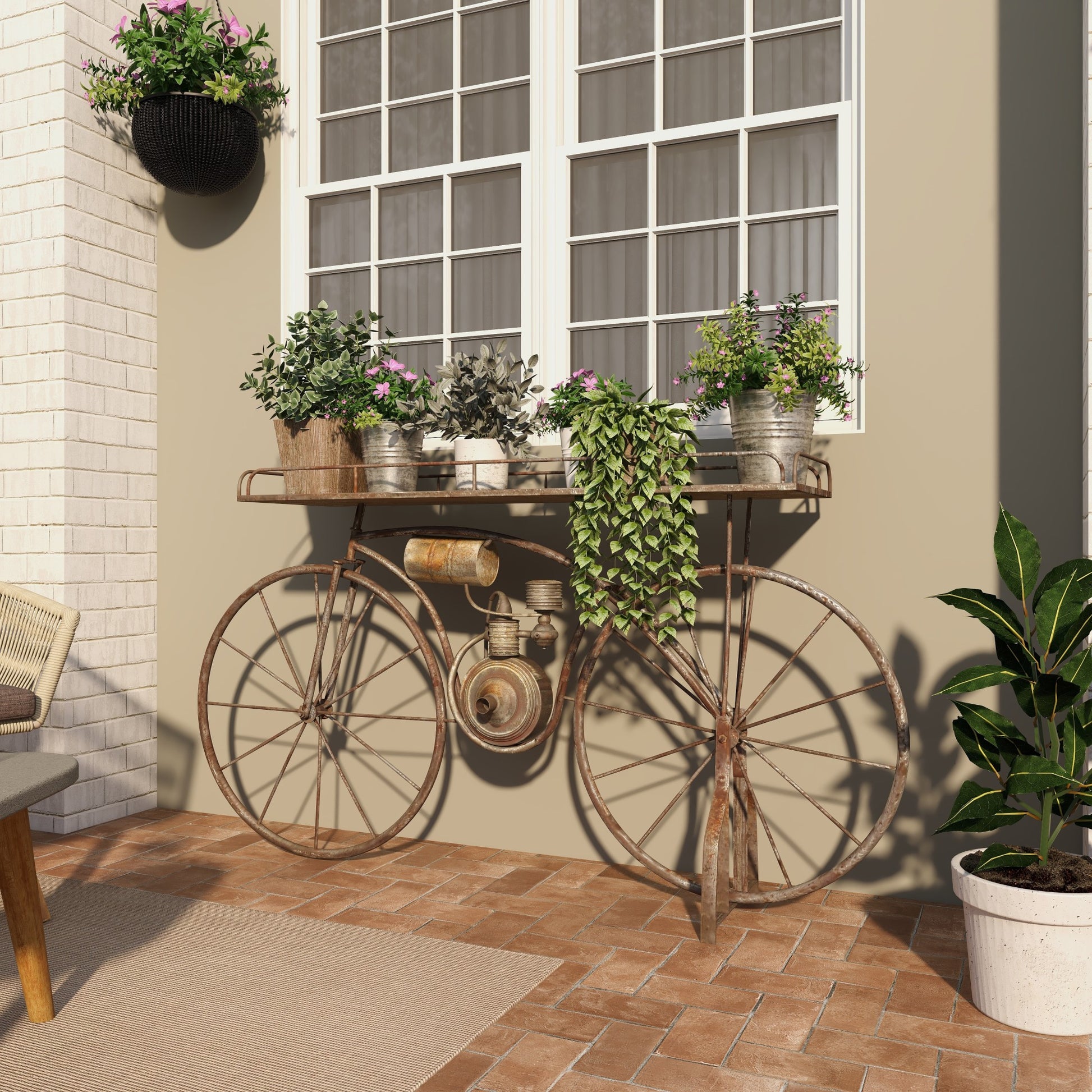 Bike Bronze Metal Weathered Vintage Indoor Outdoor Plantstand