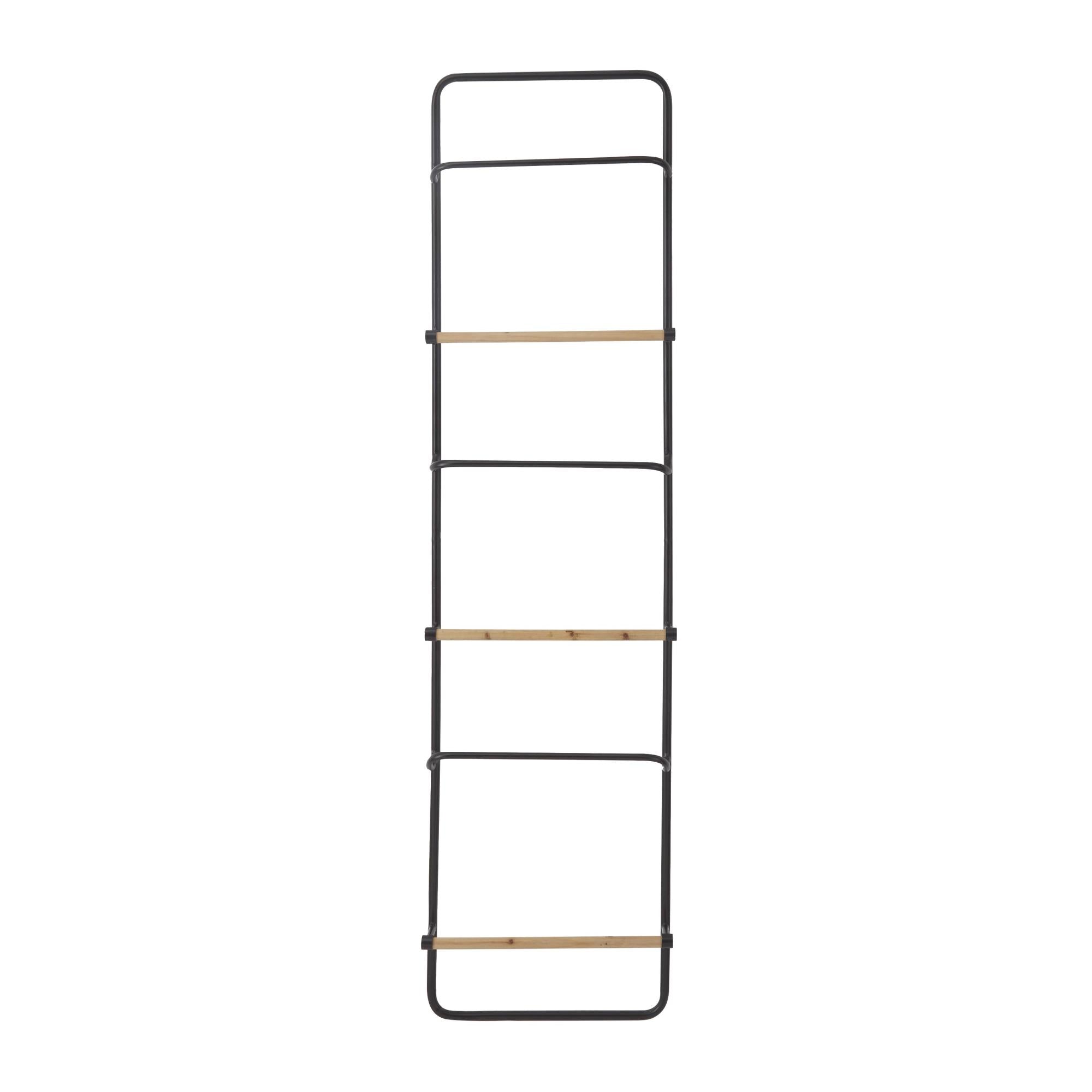 Black Metal Wall Mounted 6 Rung Decorative Ladder