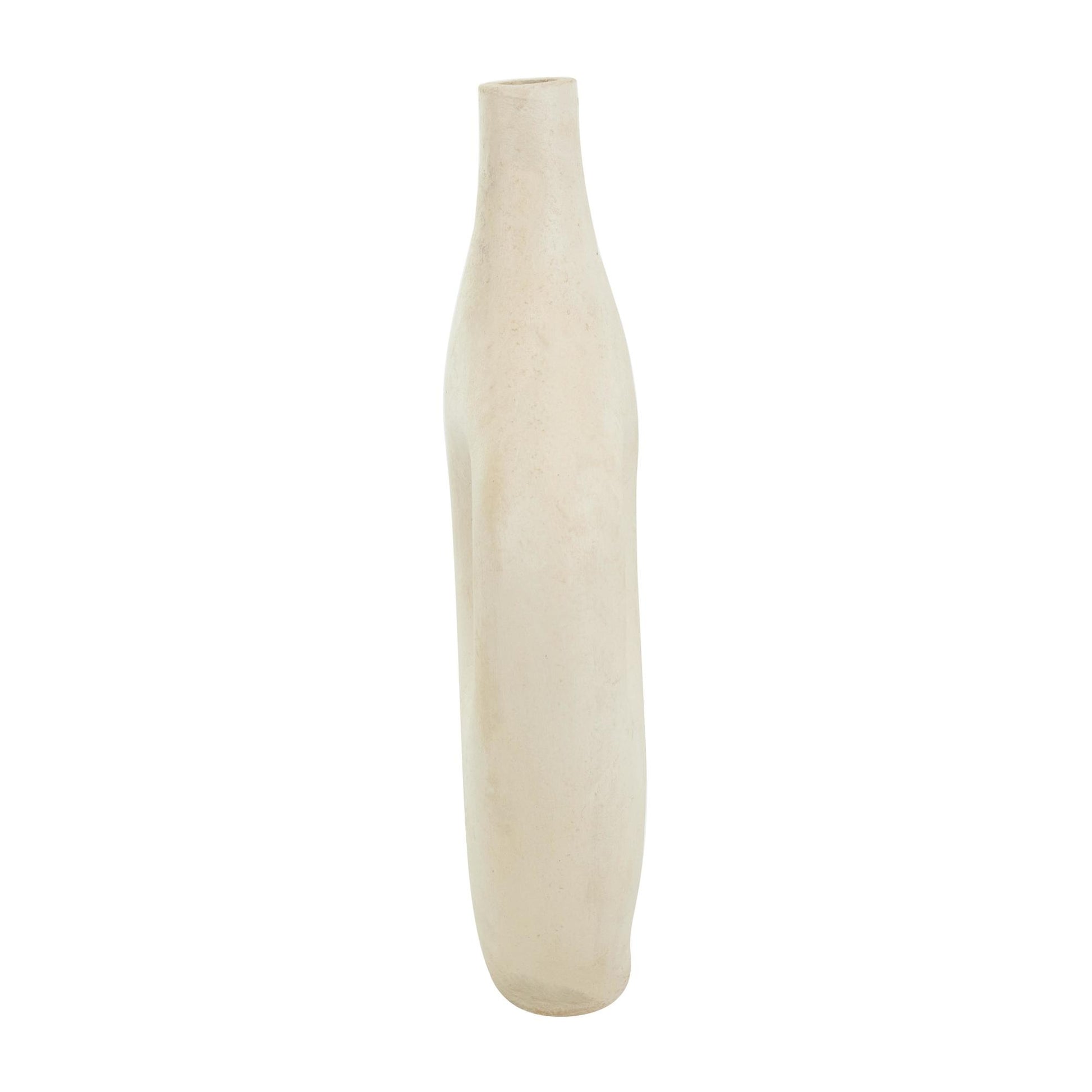 Abstract Beige Paper Mache Double Handle Decorative Vase