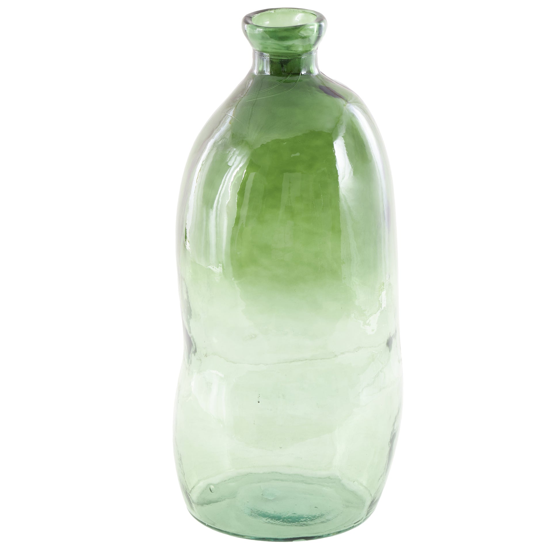 Recycled Glass Handmade Spanish Bottleneck Curved Decorative Vase 13" x 13" x 29"
