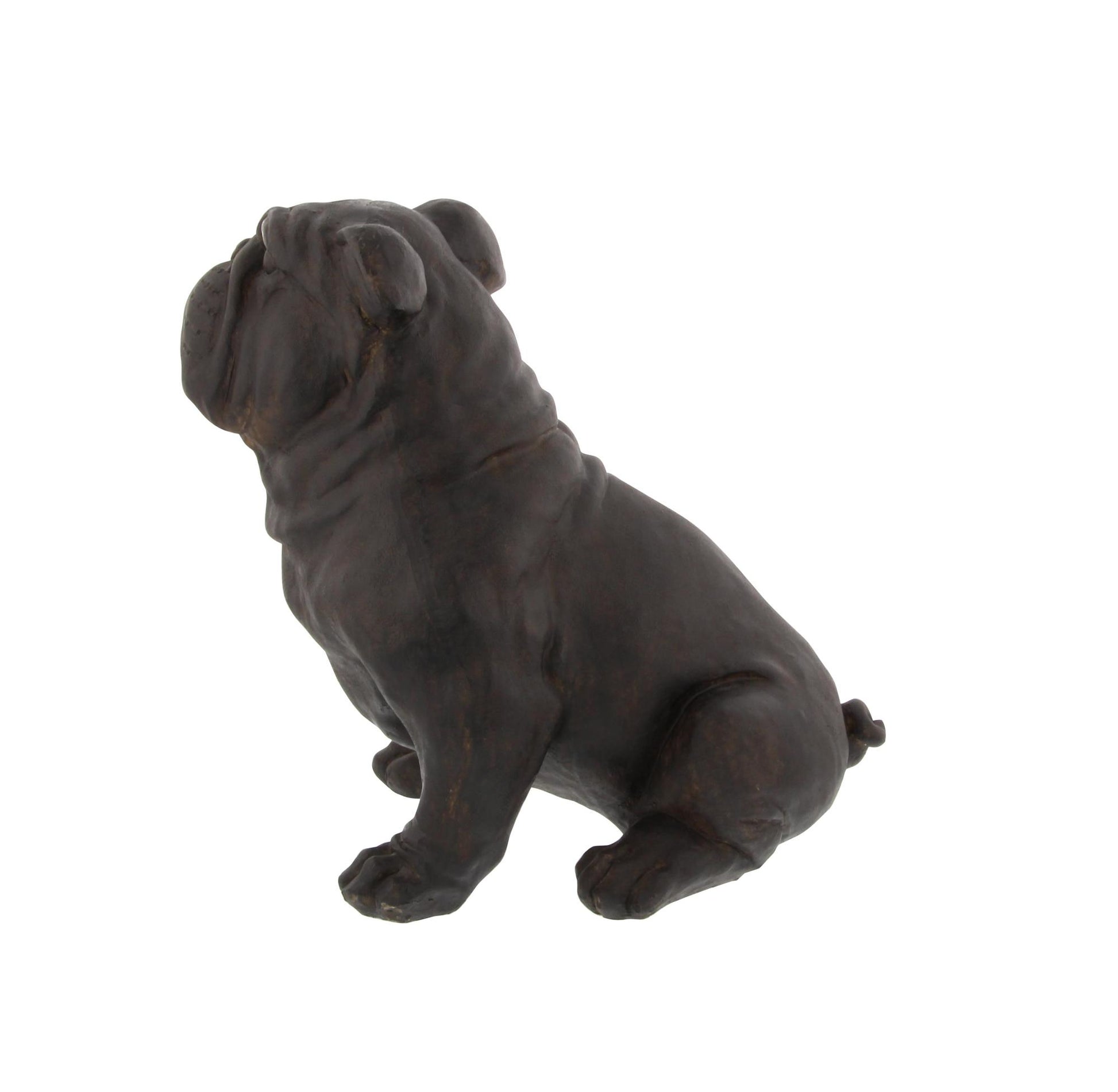 Bulldog Brown Polystone Weathered Sitting Decorative Sculpture