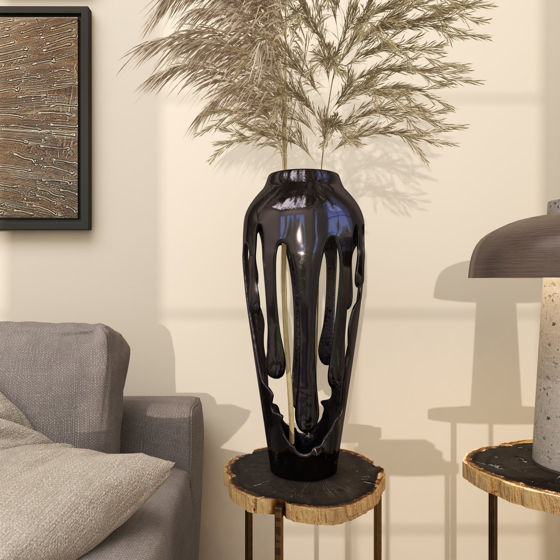 Abstract Aluminum Metal Drip Decorative Vase with Melting Designed Body