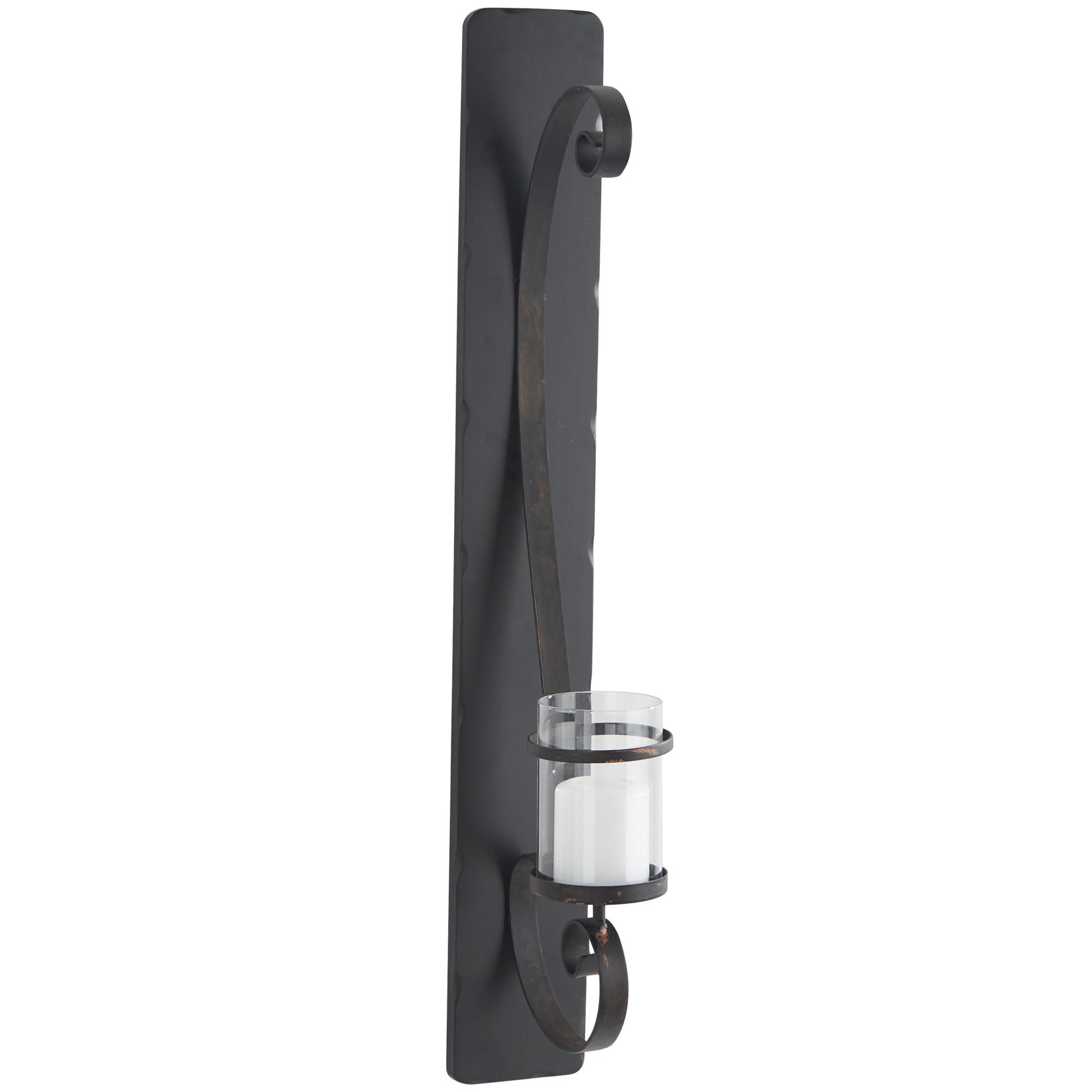 Scroll Black Metal Long Pillar Indoor Outdoor Wall Sconce