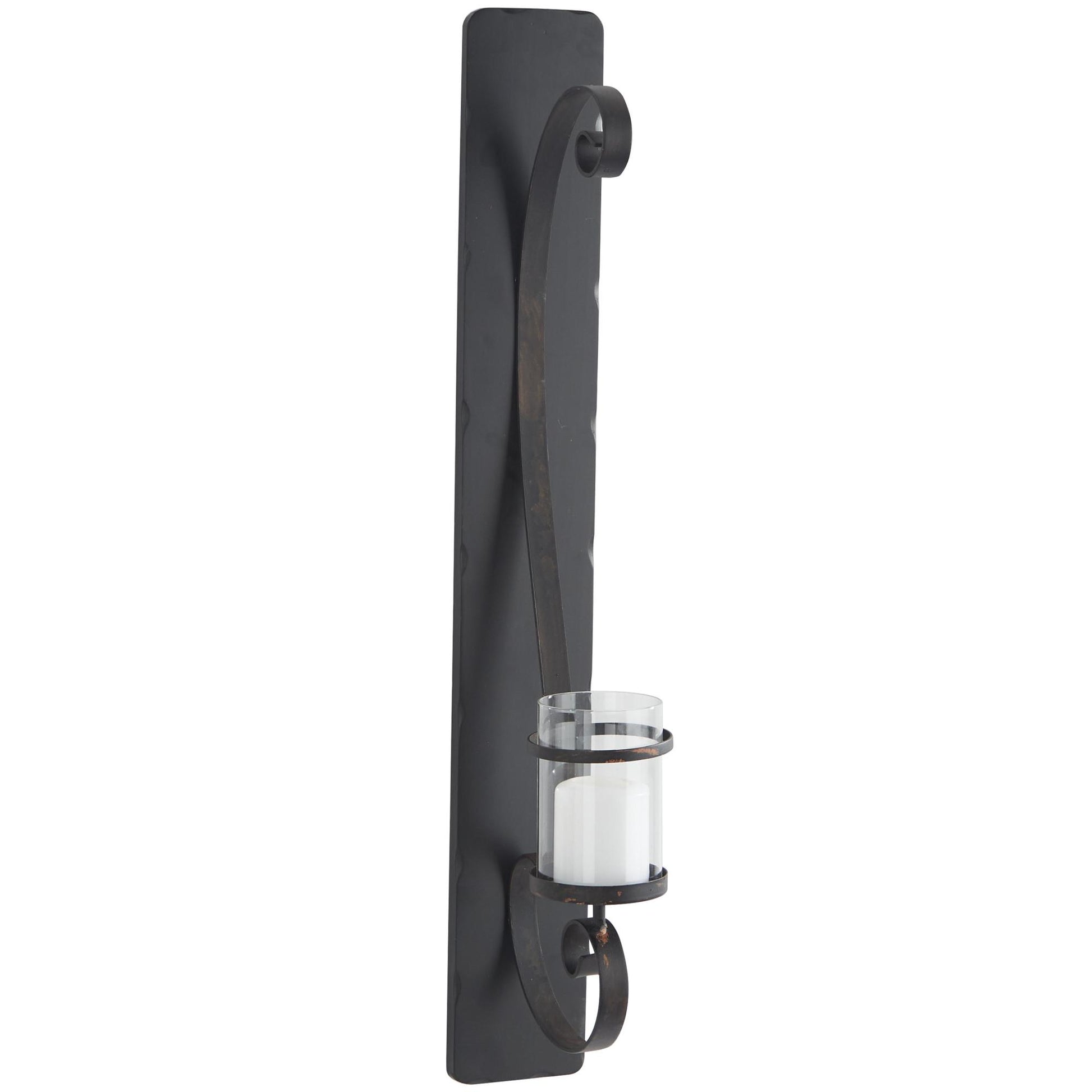 Scroll Black Metal Long Pillar Indoor Outdoor Wall Sconce