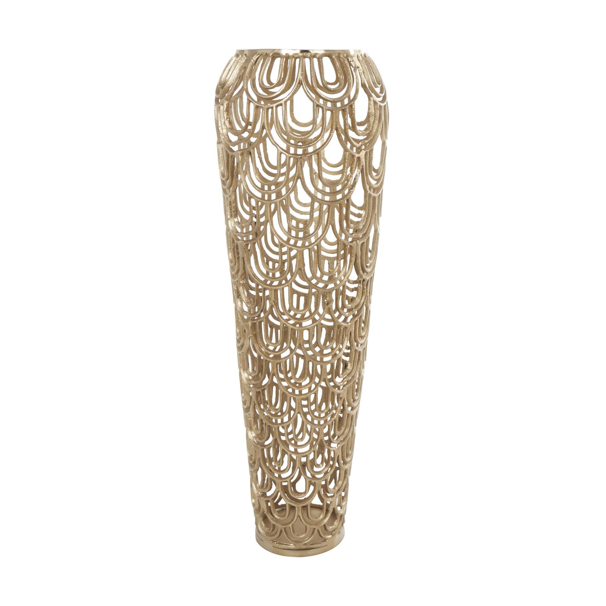 Geometric Aluminum Metal Tall Art Deco Inspired Arched Decorative Vase