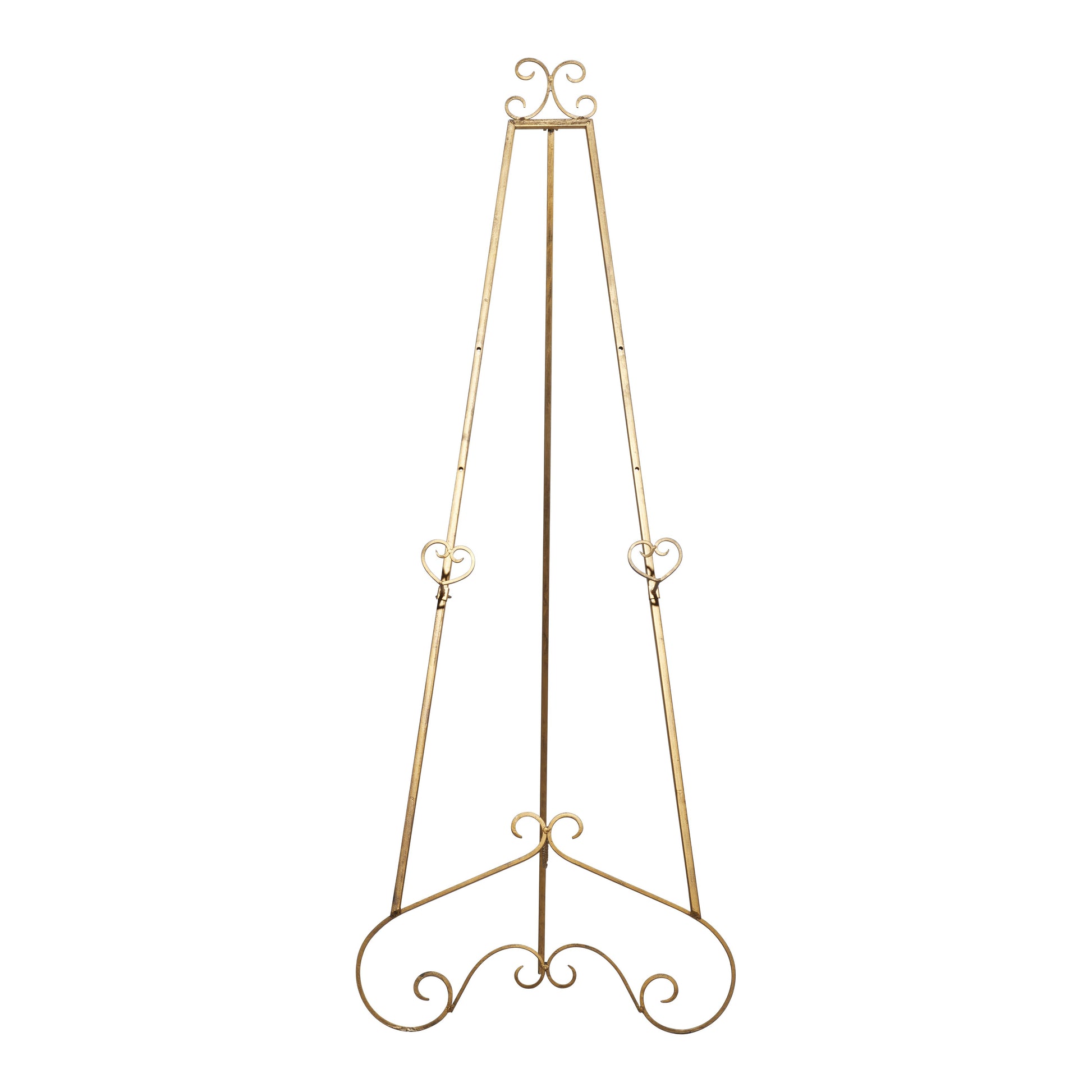 Scroll Gold Metal Tall Adjustable Floor 3 Tier Display Easel