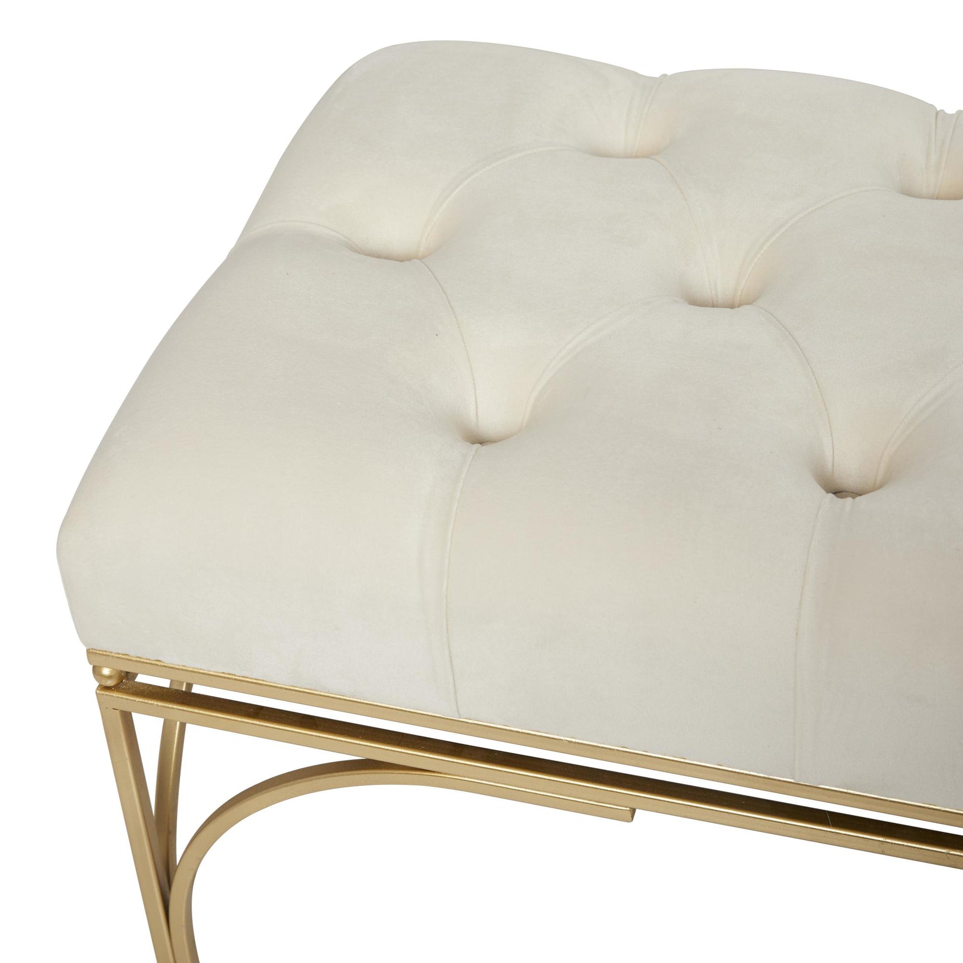 Velvet Home Bench with Gold Legs