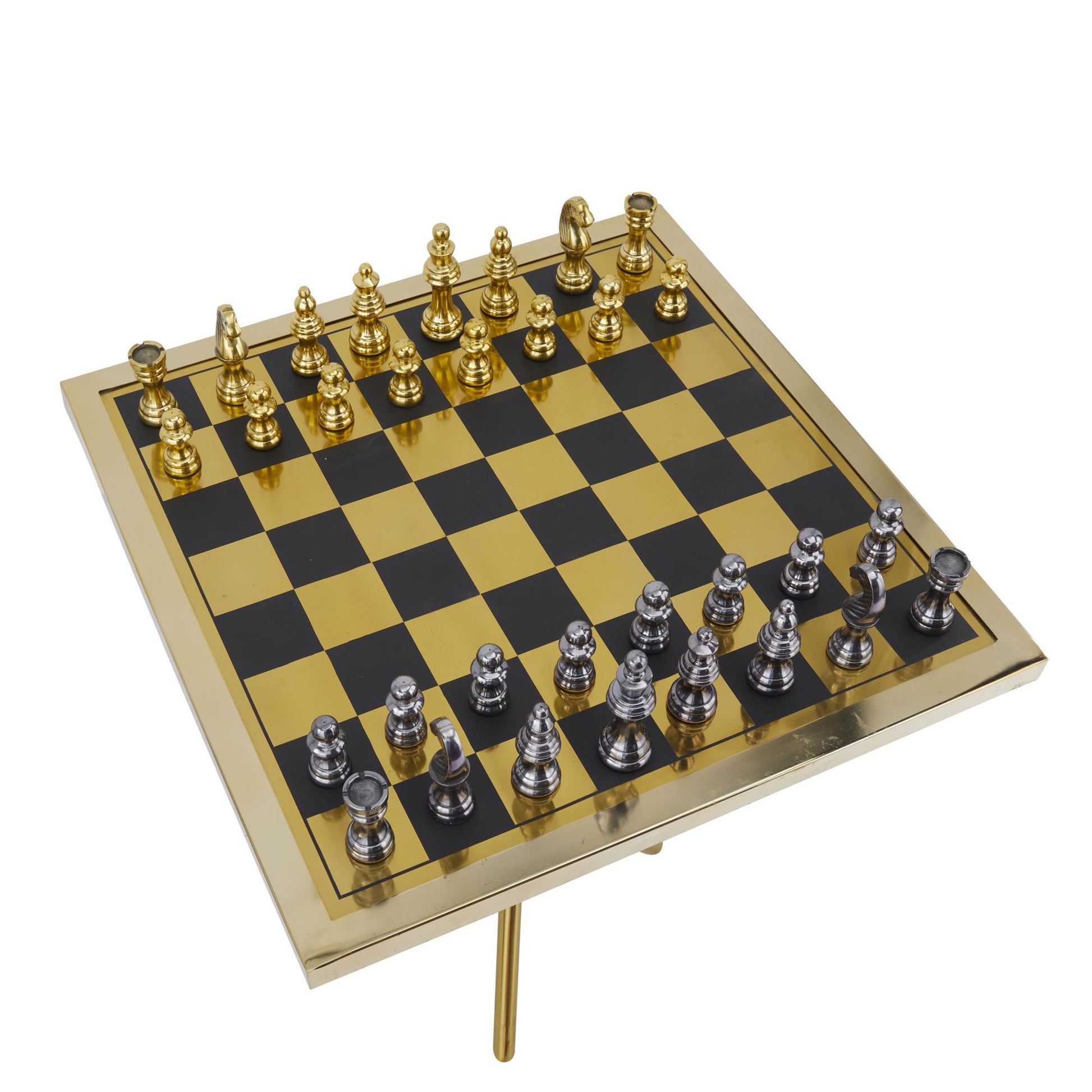 Chess Aluminum Metal Table Home Decor Game Set 22" x 22" x 25"