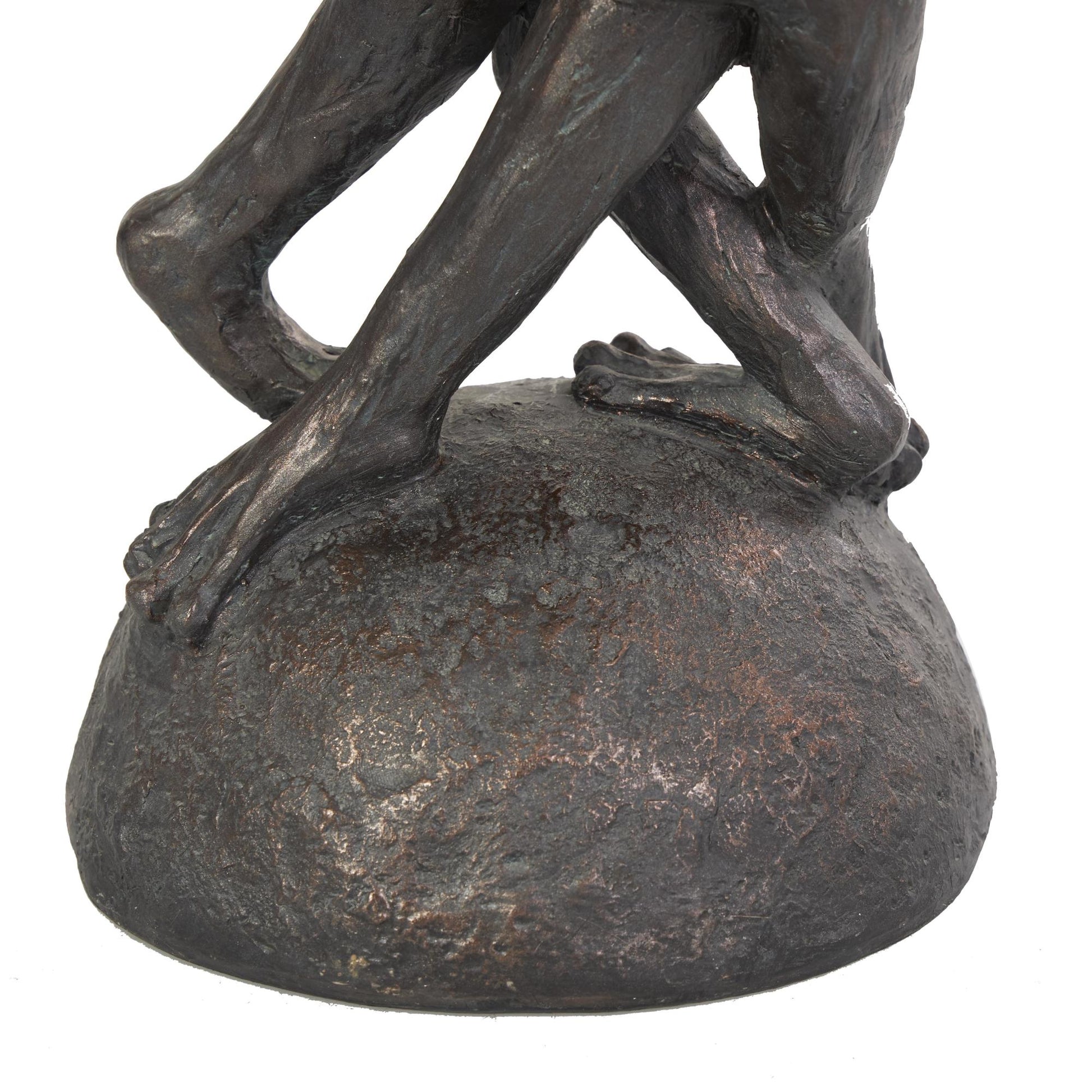 Frog Bronze Resin Patina Dancing Decorative Sculpture with Rock Base