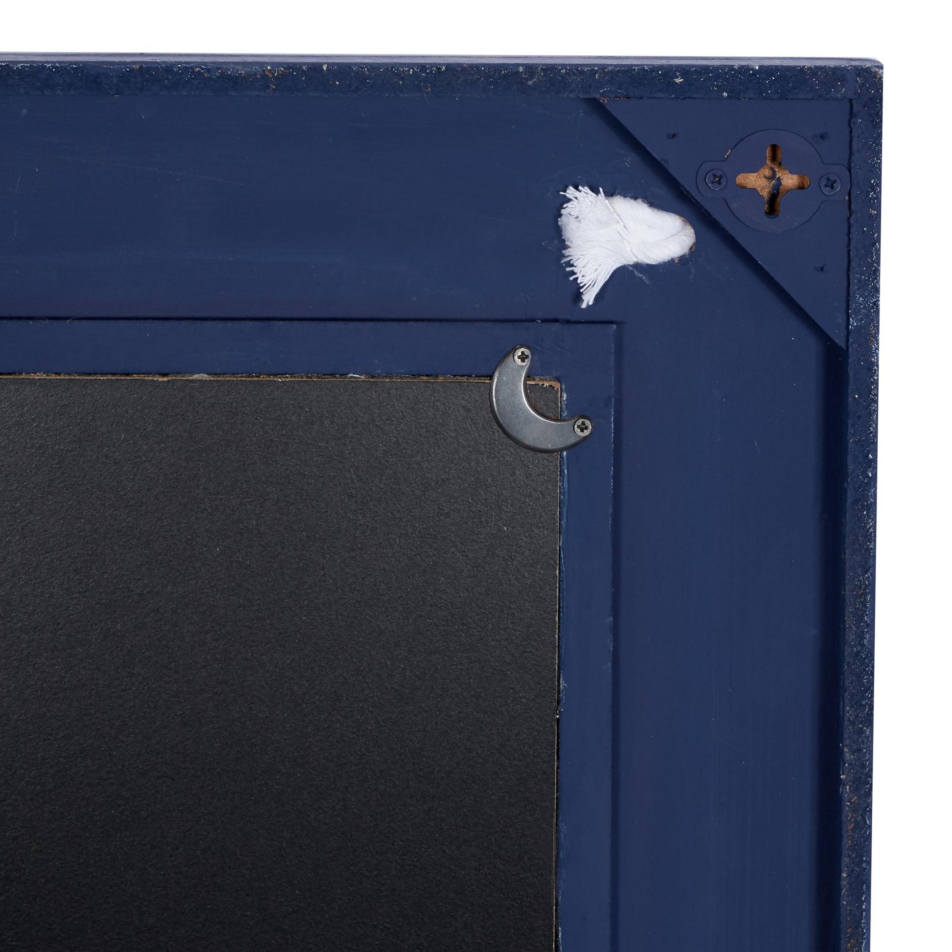 Blue Wood Room Wall Mirror with Knotted Rope