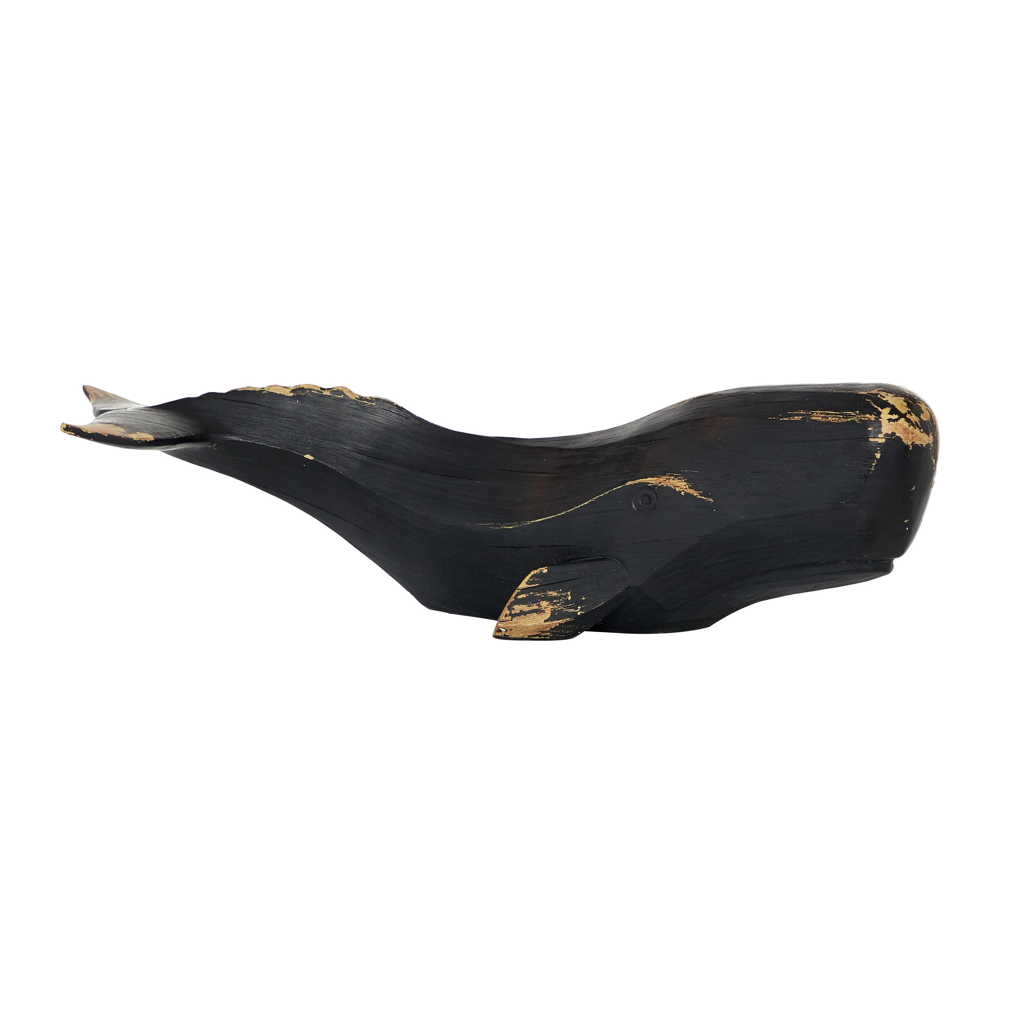 Whale Black Polystone Handmade Decorative Sculpture