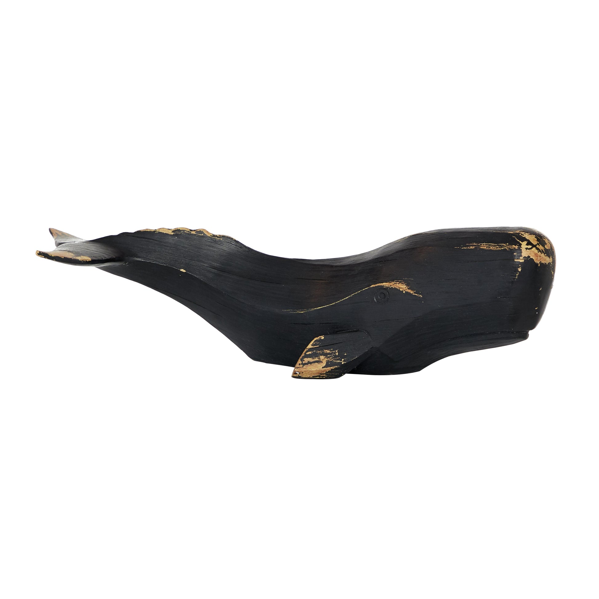 Whale Black Polystone Handmade Decorative Sculpture