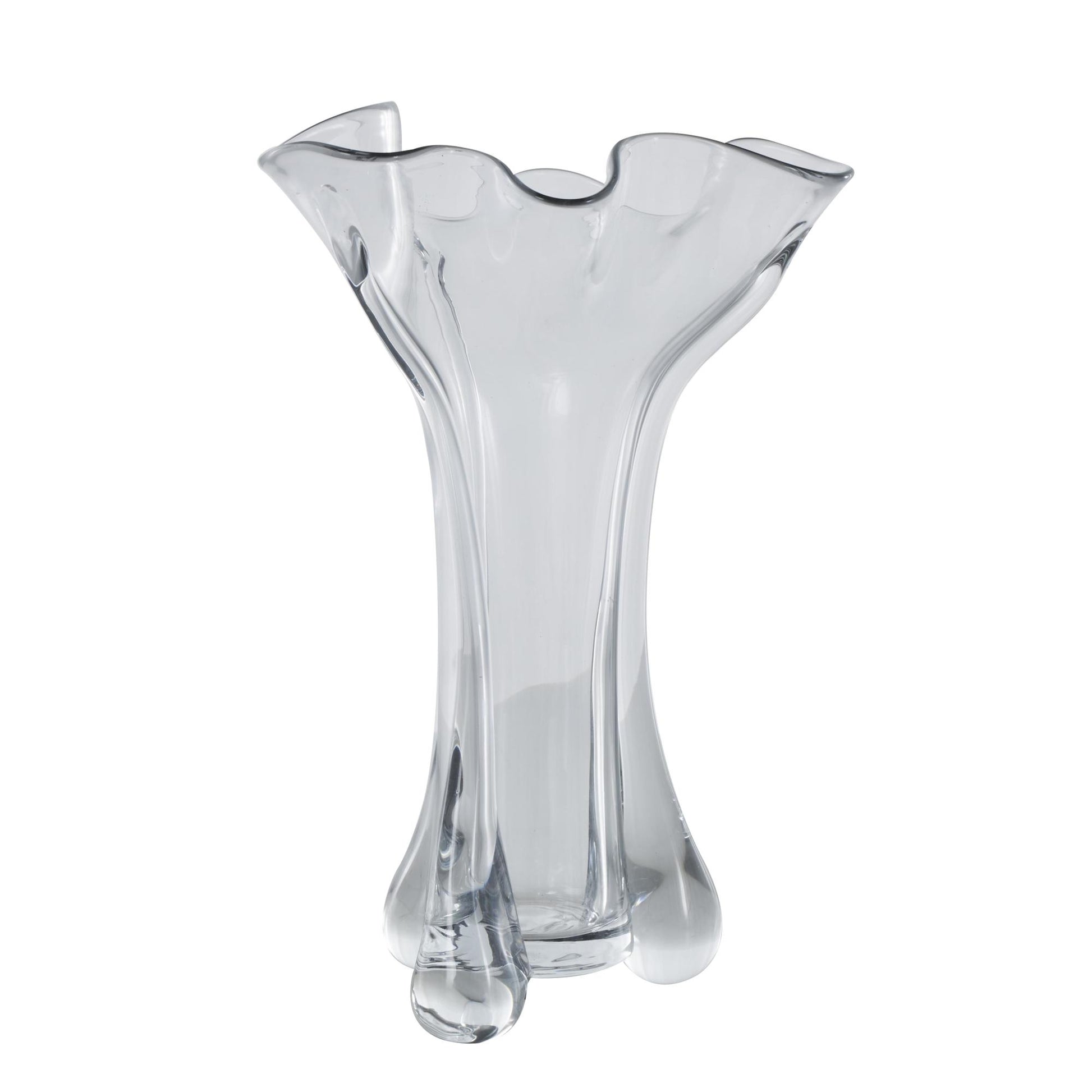 Abstract Clear Glass Fluted Tulip Decorative Vase