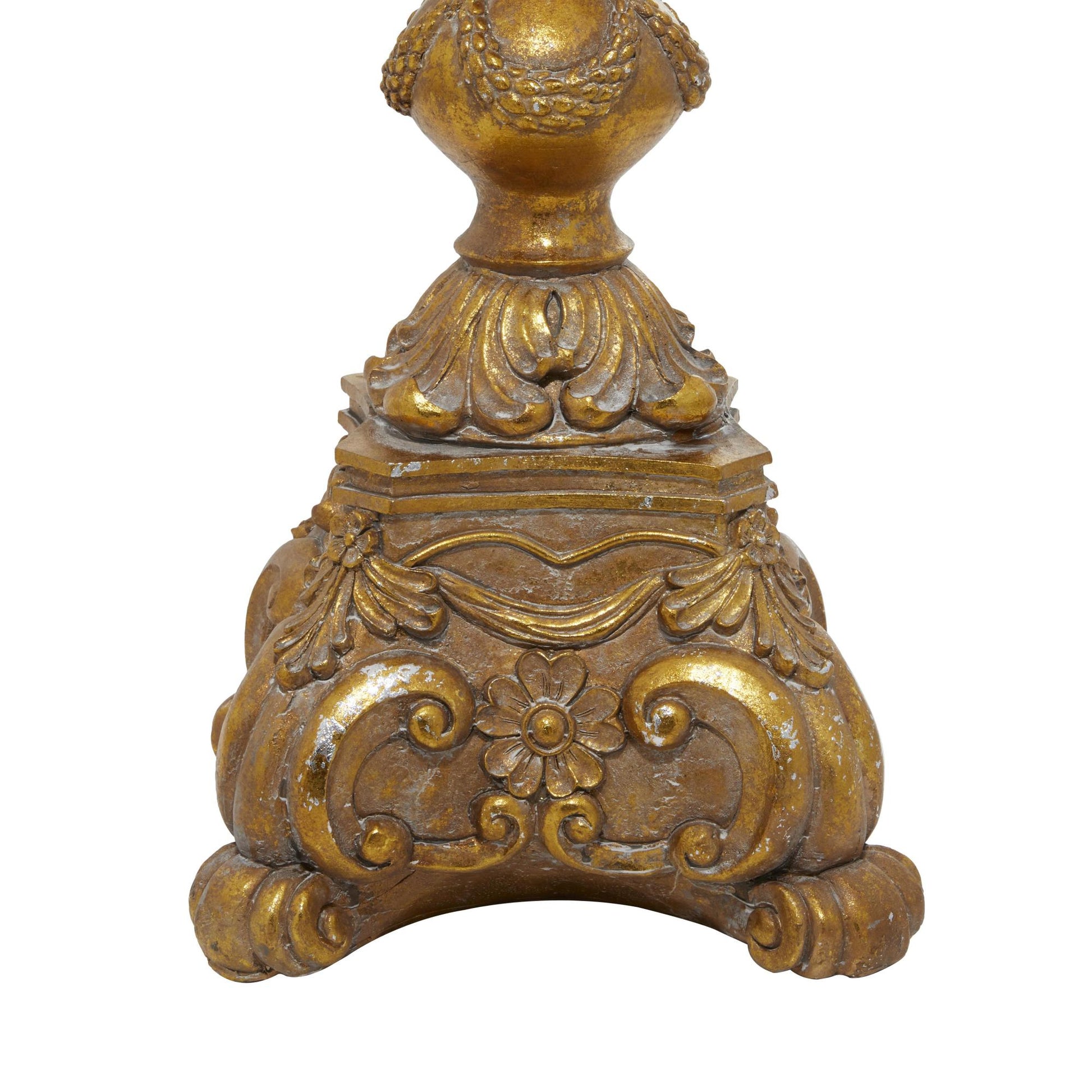 Gold Polystone Tall Standing Decorative Candle Holder