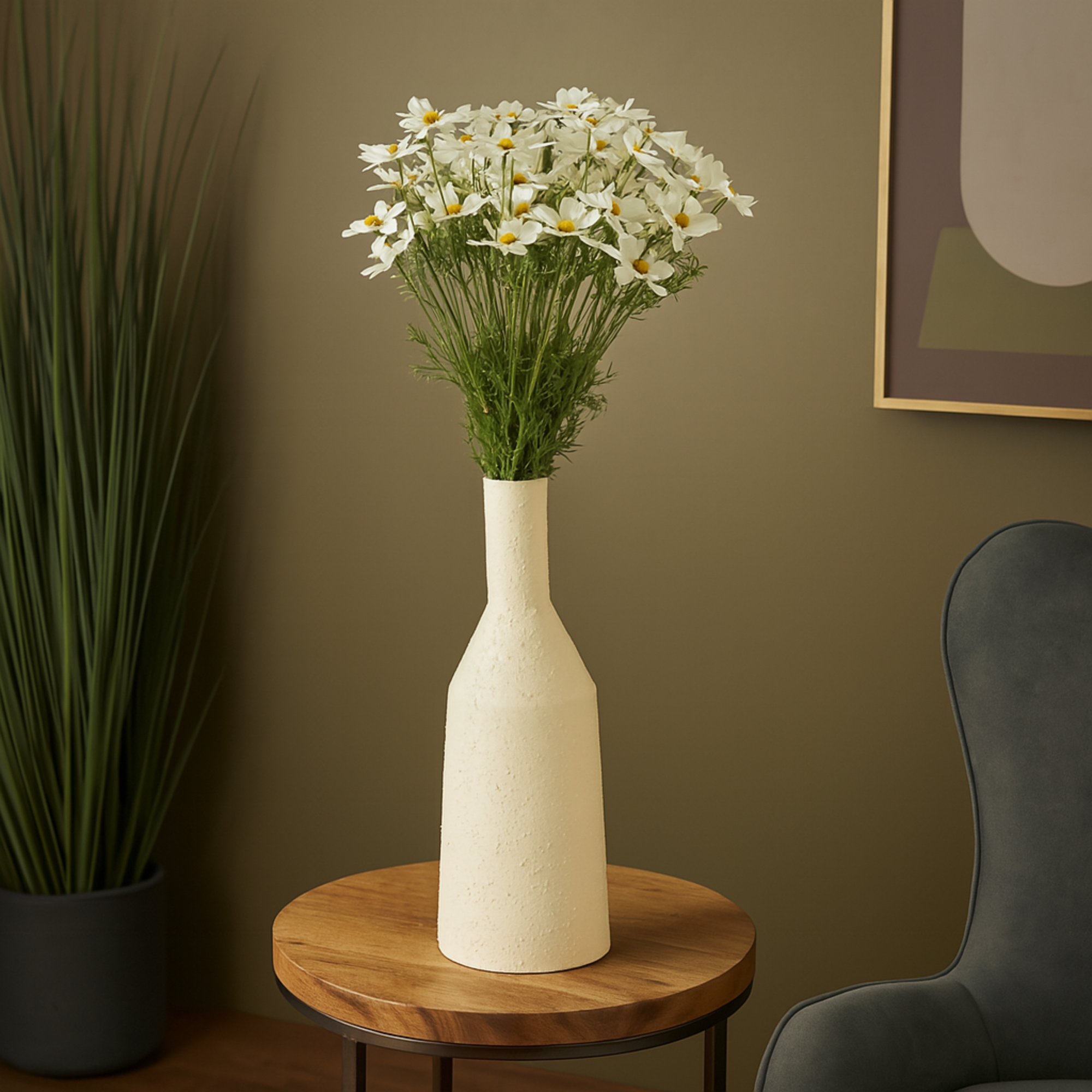 Set of 12 Galsang White Faux Foliage Tall Indoor Outdoor Artificial Flower Stem