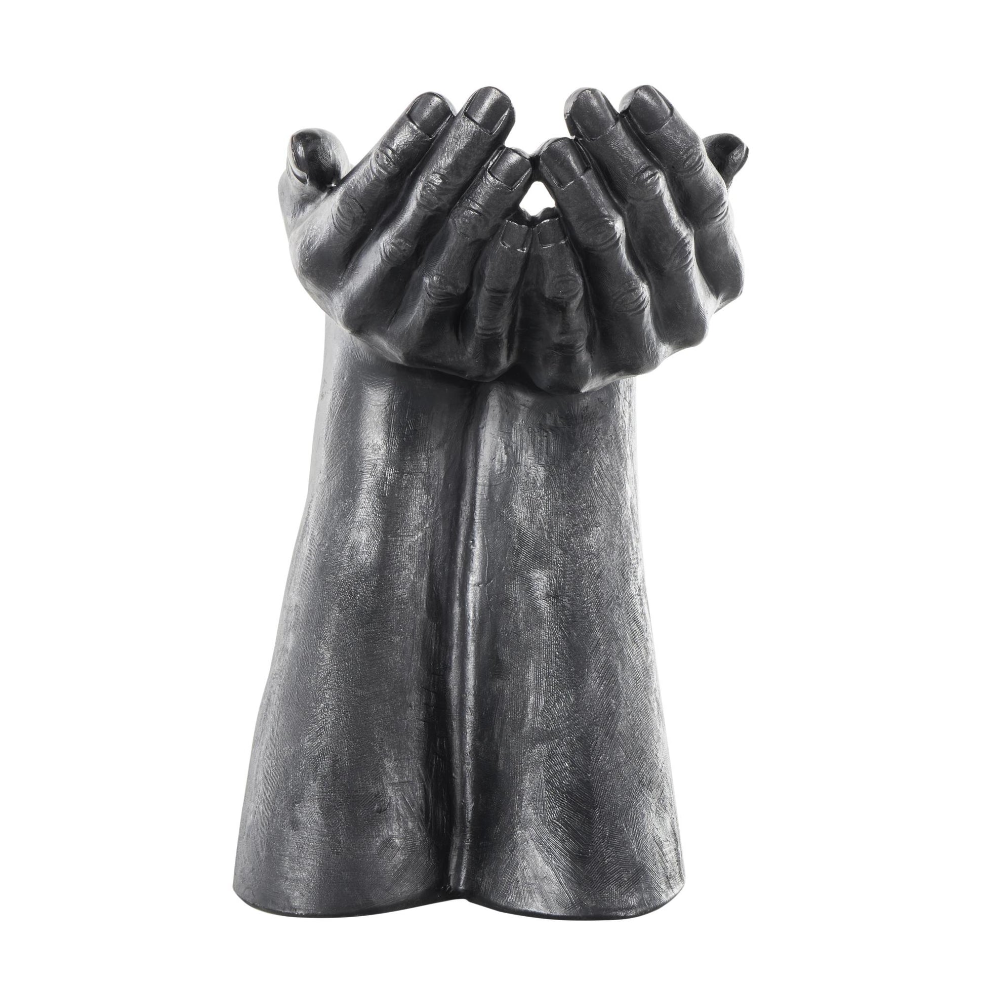 Hands Black Polystone Open Decorative Sculpture