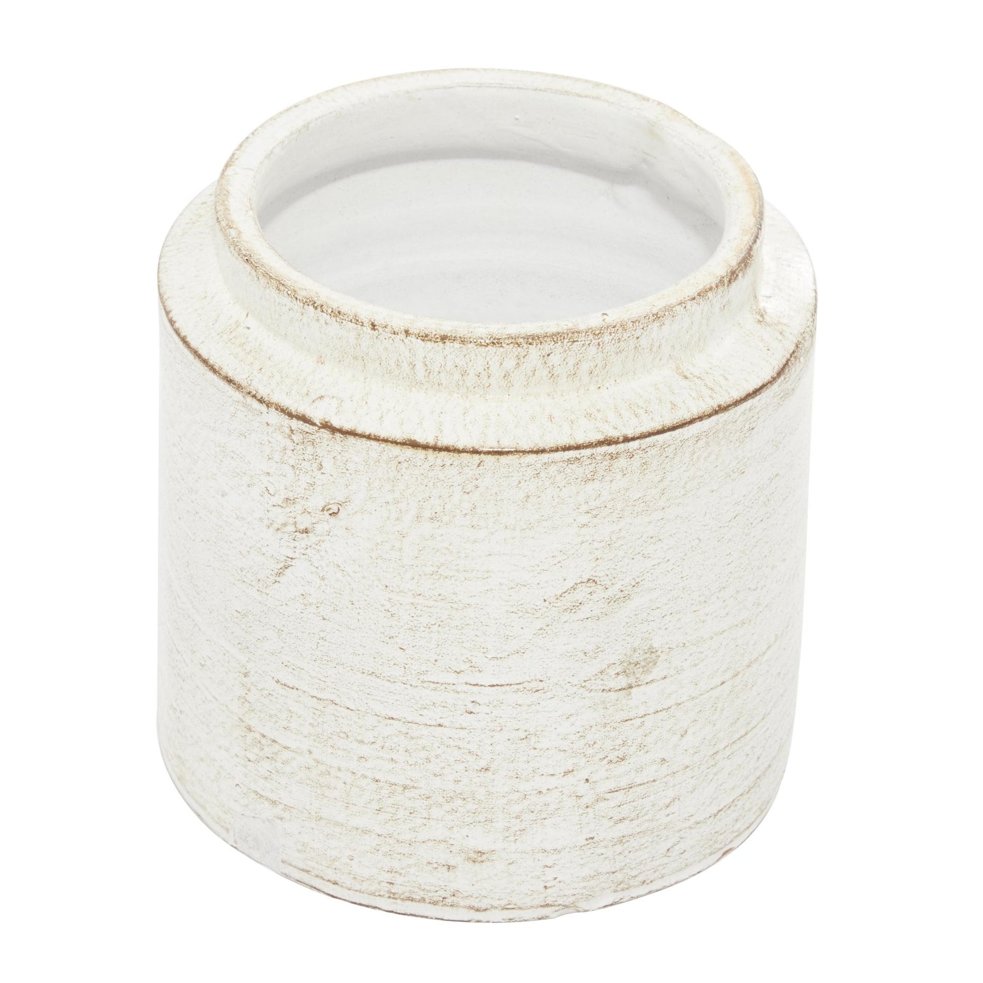 Set of 3 White Ceramic Living Room Decorative Jars with Wood Lids