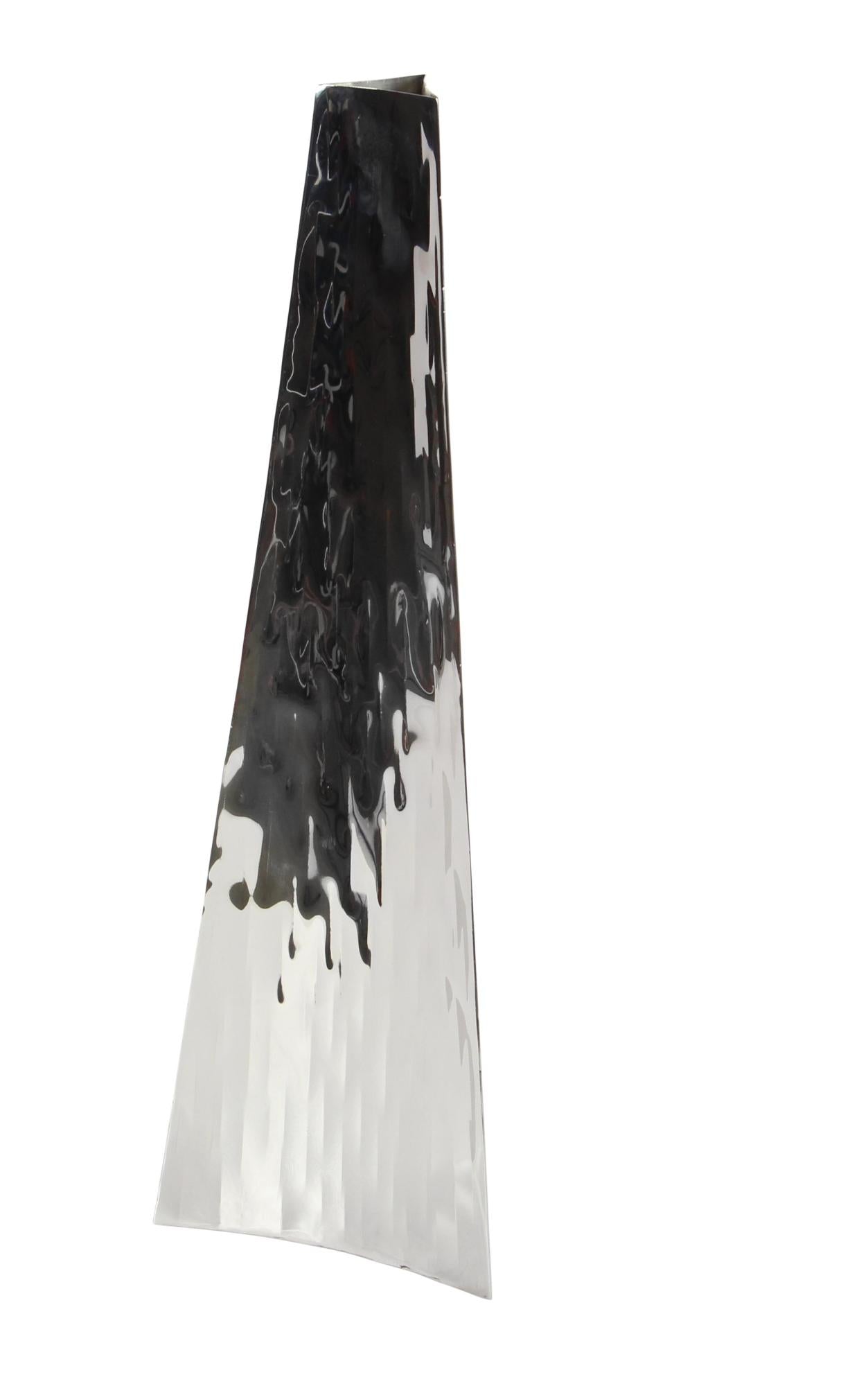Silver Stainless Steel Metal Hammered Decorative Vase