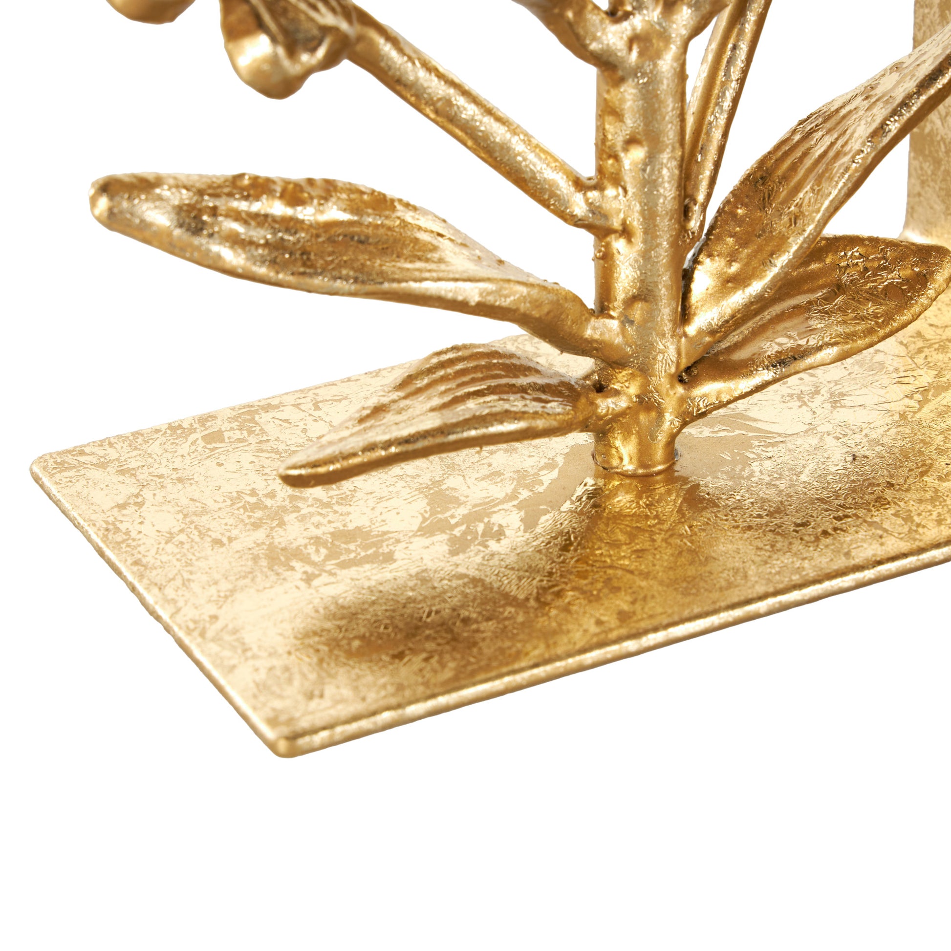 Set of 2 Floral Gold Metal Decorative Bookends with Shimmer Details