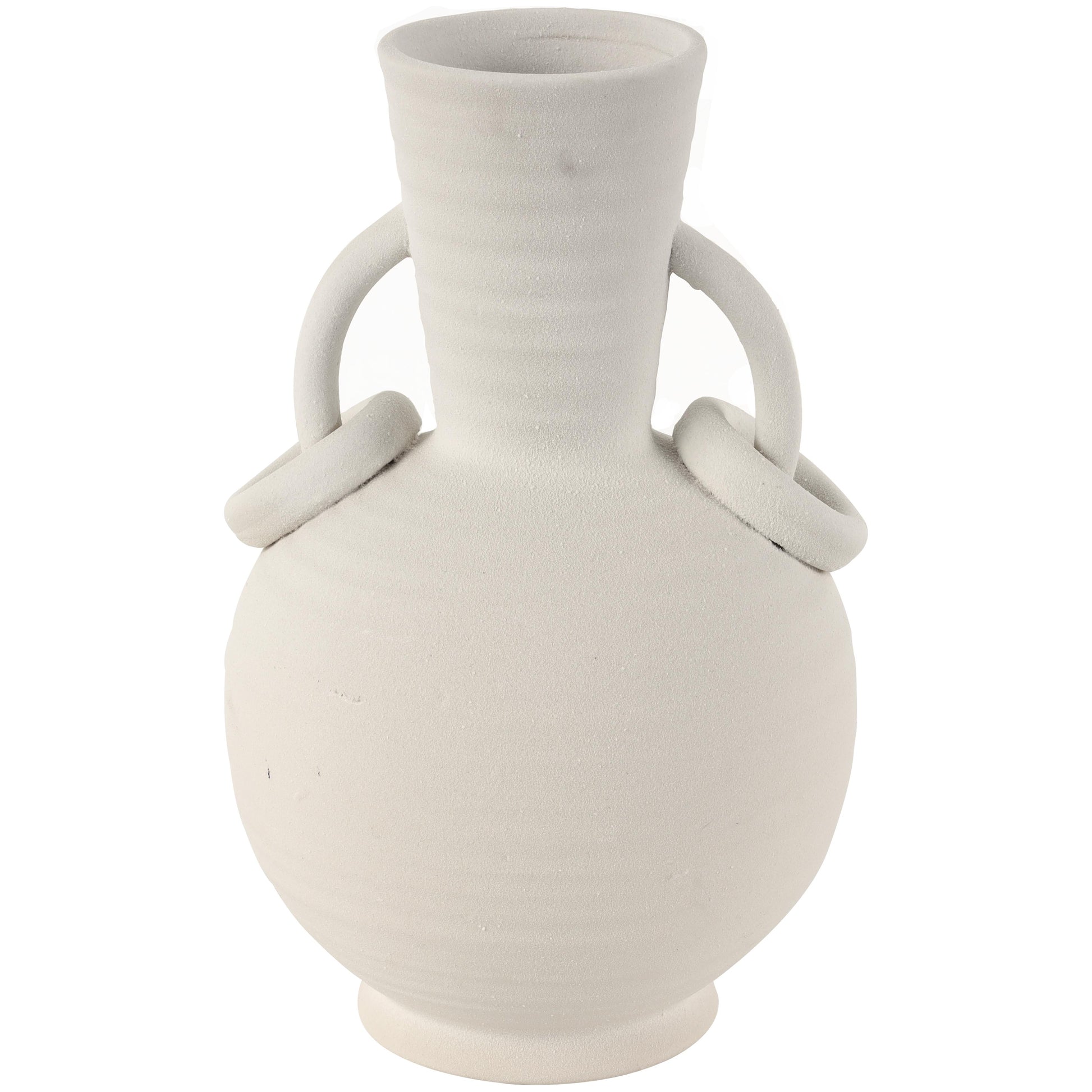 Ceramic Textured Decorative Vase with Ring Handles
