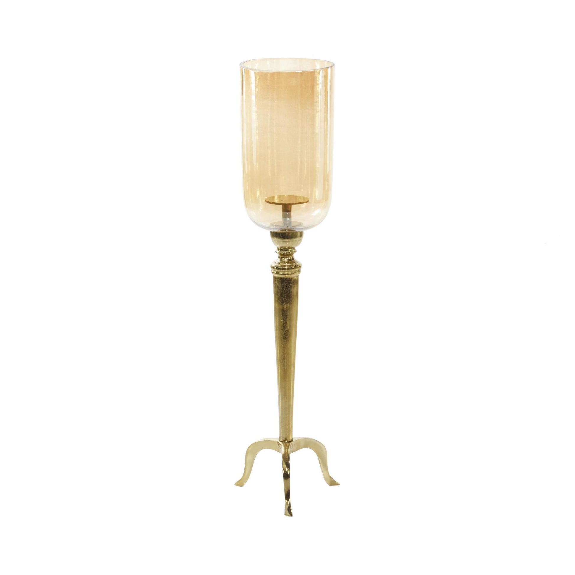 Gold Aluminum Metal Single Candle Room Hurricane Lamp