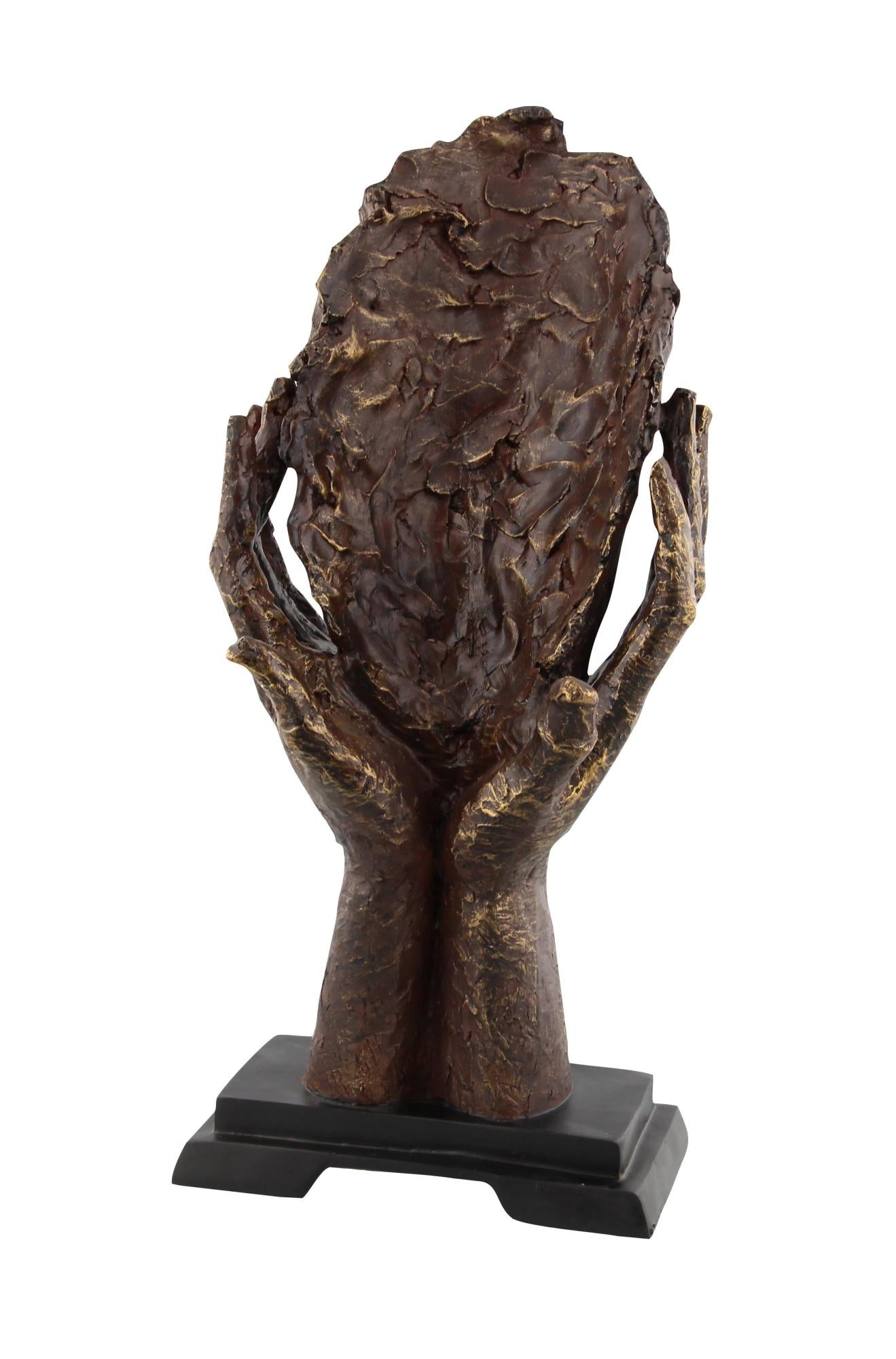 Mask Brown Polystone Thinker Decorative Sculpture