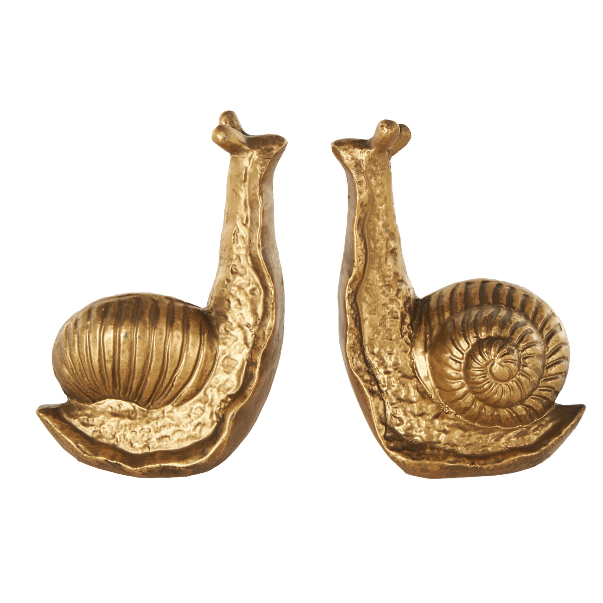 Set of 2 Snail Gold Metal Standing Decorative Bookends