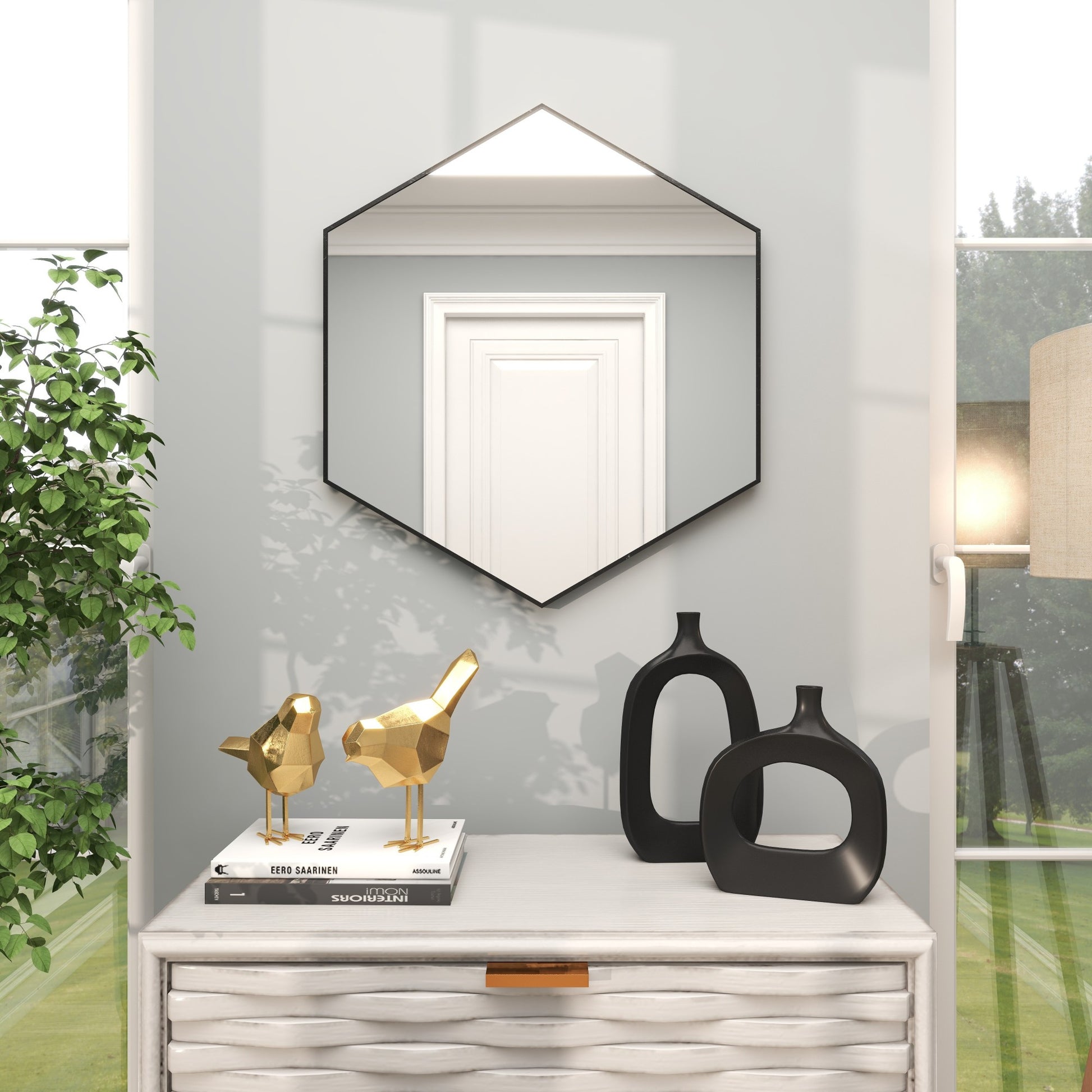 CosmoLiving by Cosmopolitan Wooden Room Wall Mirror with Thin Frame