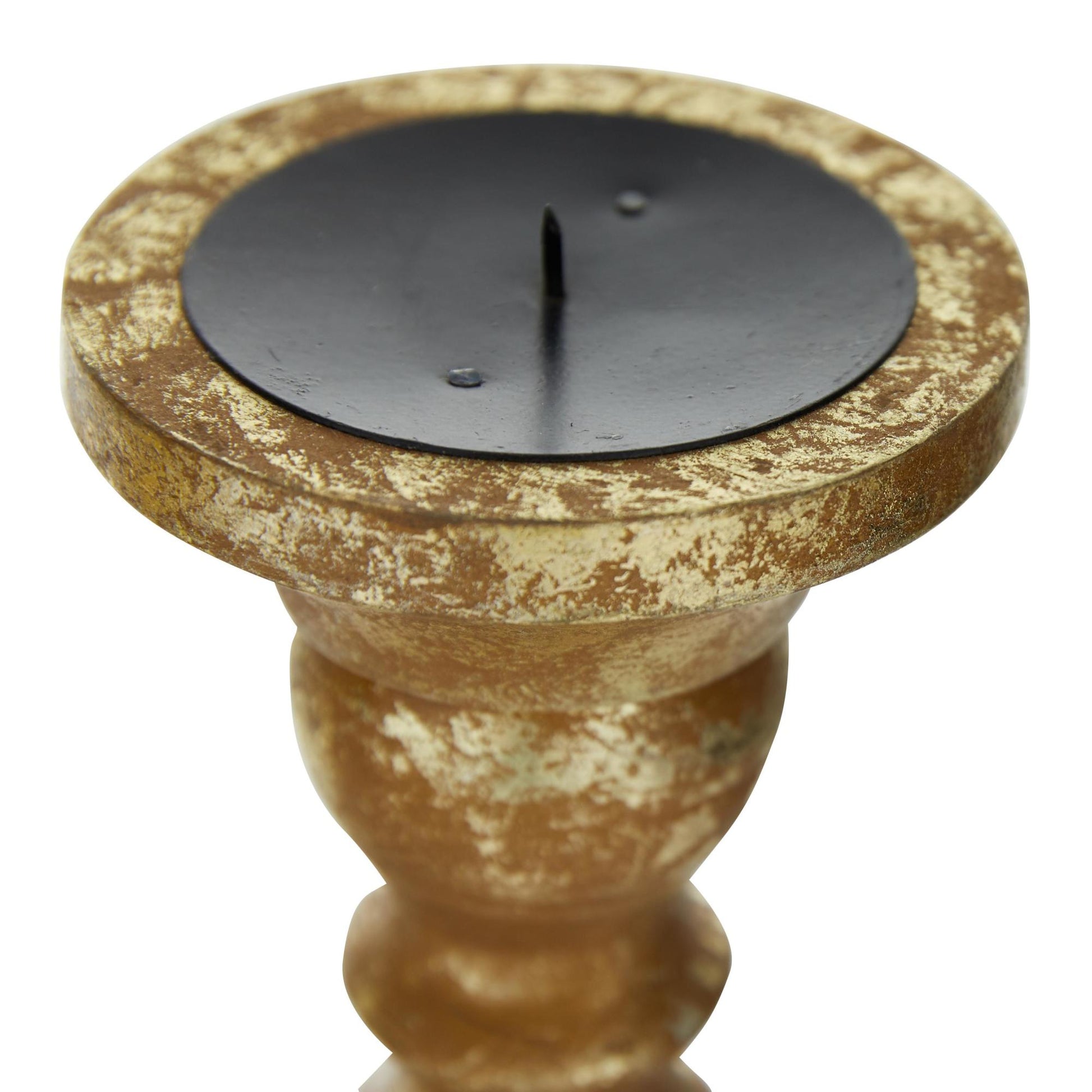 Set of 3 Gold Mango Wood Decorative Candle Holder