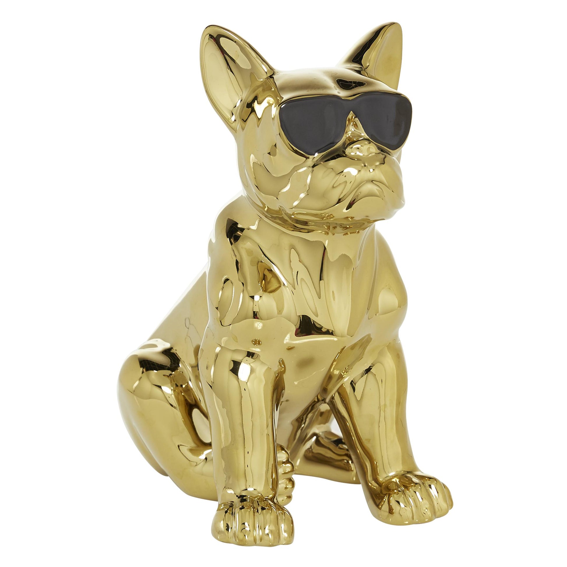 CosmoLiving by Cosmopolitan Bulldog Ceramic Decorative Sculpture with Sunglasses
